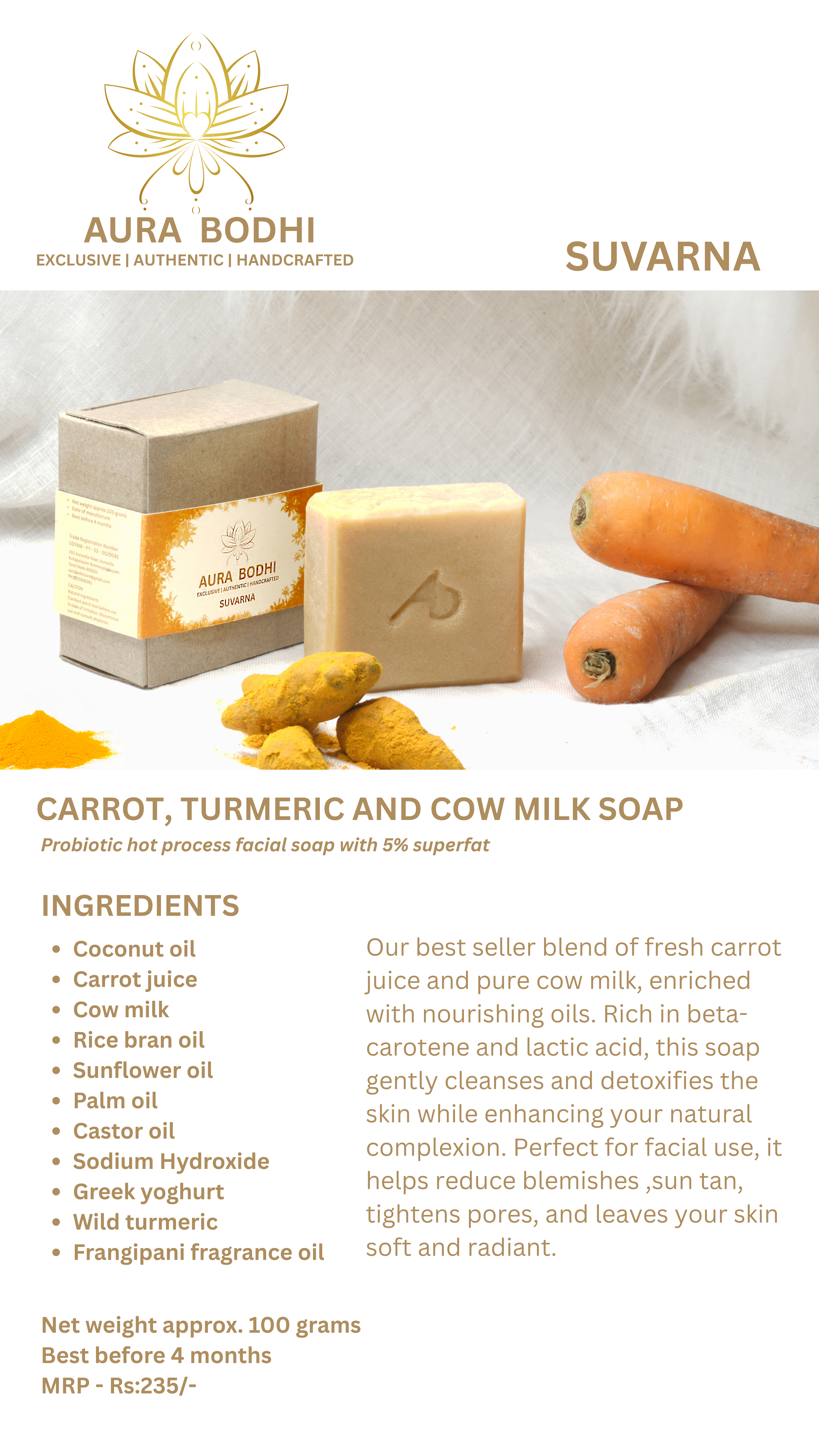Carrot, Turmeric and Cow Milk Soap