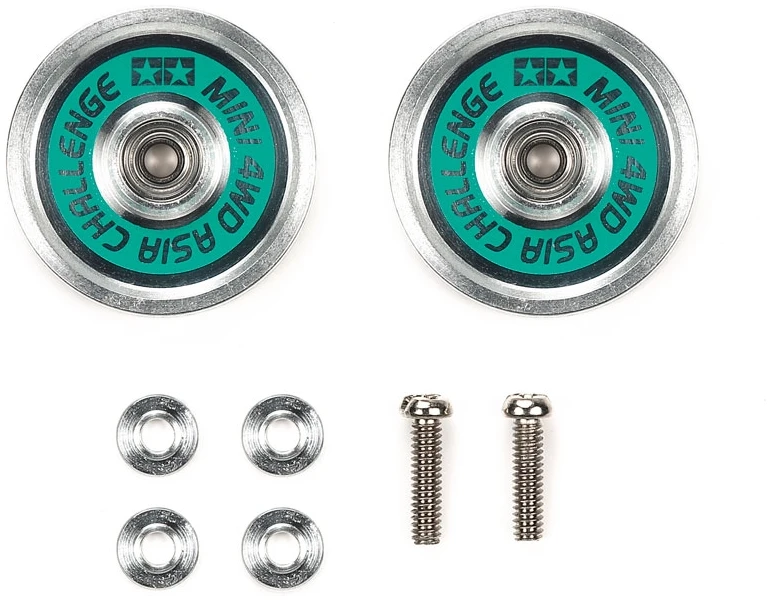 Tamiya 95688 Mini 4wd HG 19mm Aluminum Ball Race Rollers (Ringless/Green Logo) Asia Challenge