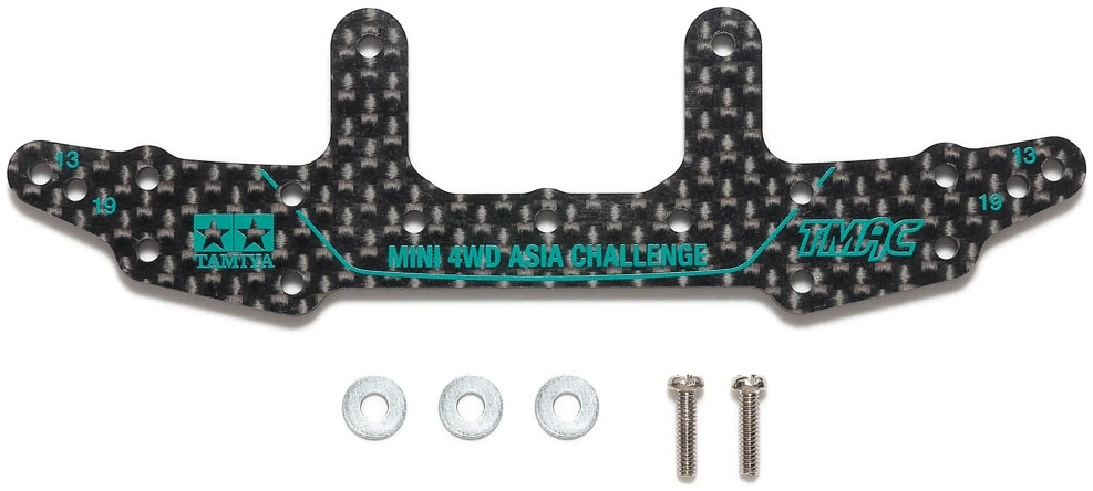 Tamiya 95685 Mini 4wd HG Carbon Rear Stay (3mm) Asia Challenge (Green Logos)