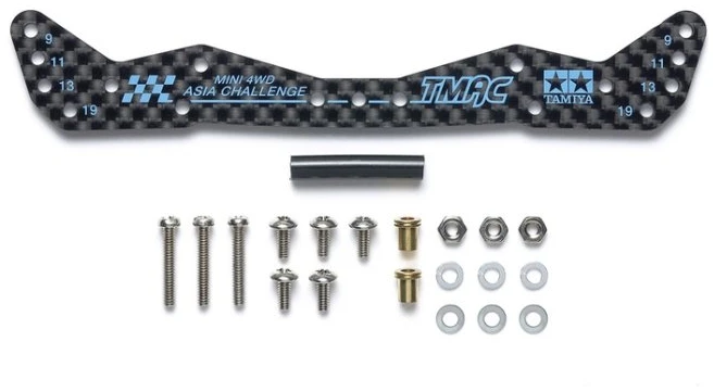 Tamiya 95652 Mini 4wd HG Carbon Wide Front Plate (For AR Chassis) (1.5mm) Asia Challenge (Light Blue Logo)