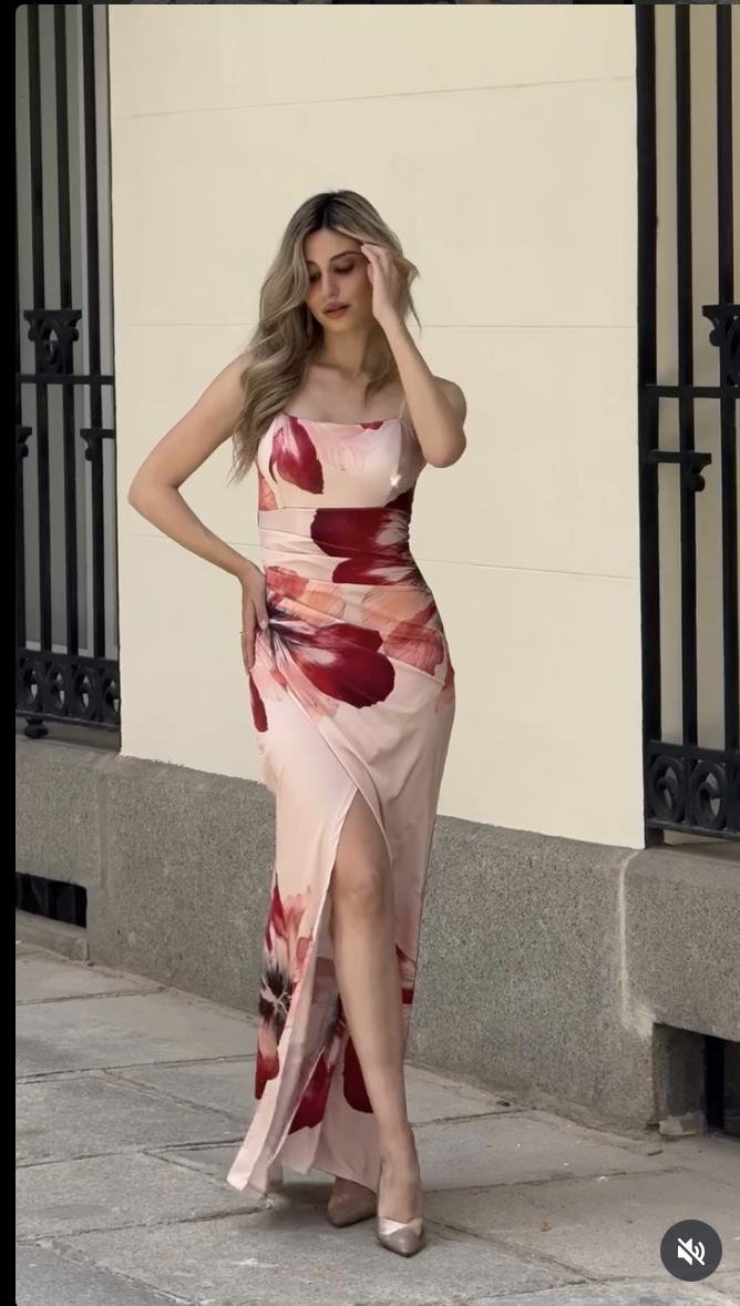 Elegant Floral Evening Dress
