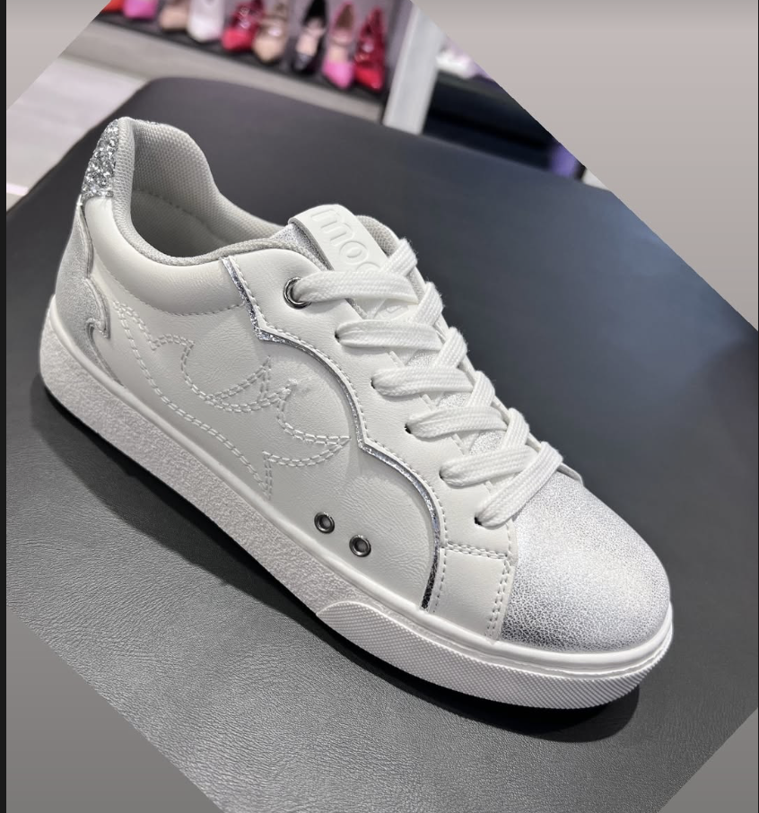 White Glitter Accent Sneaker