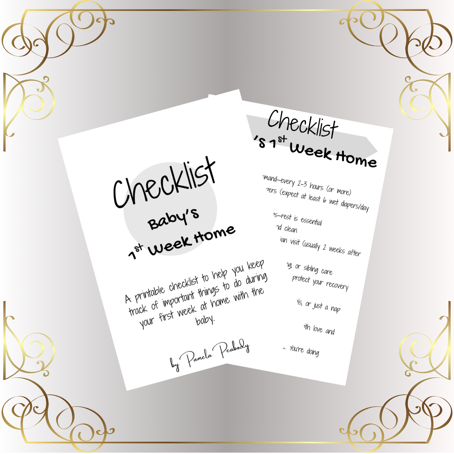 Freebie-Baby's First Week Home Checklist