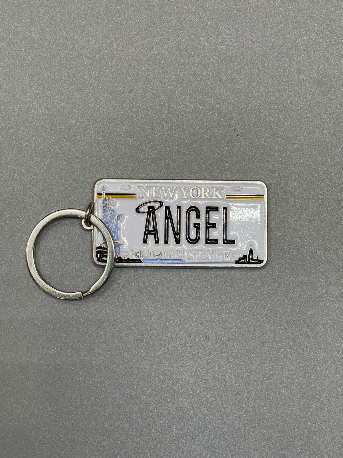 New York 'Angel' License Plate Keychain