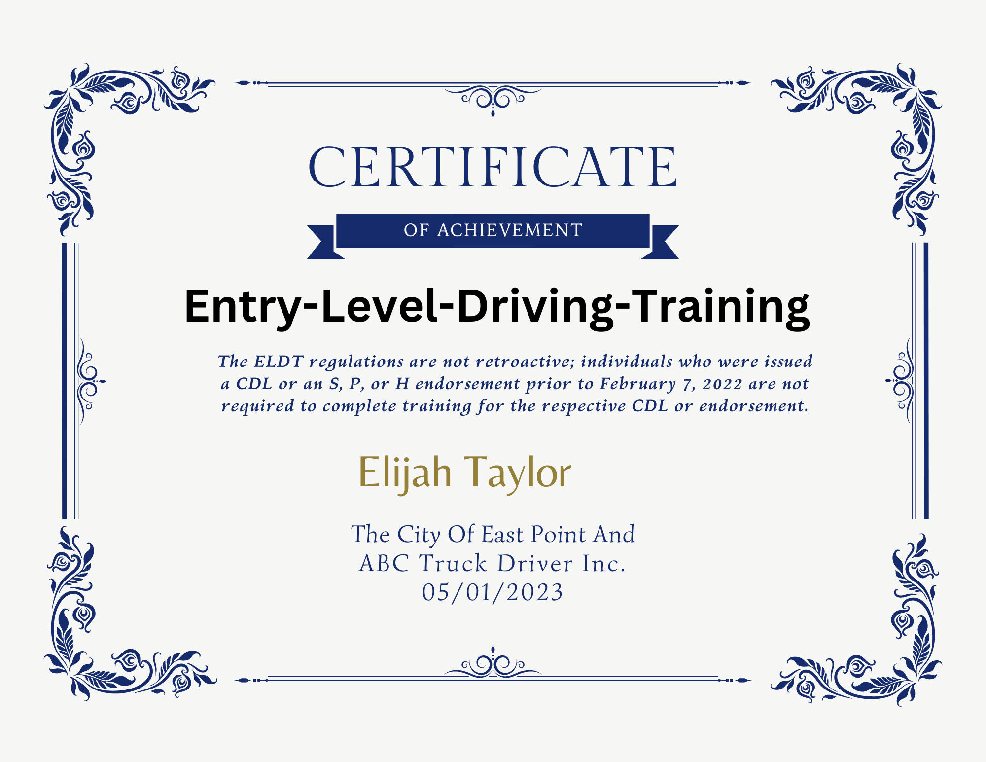 CDL CLASS A FMCSA  Approved Training Provider 150 hrs + BTW Range 150 hrs + BTW Road  Free ELDT Theory 100% Online