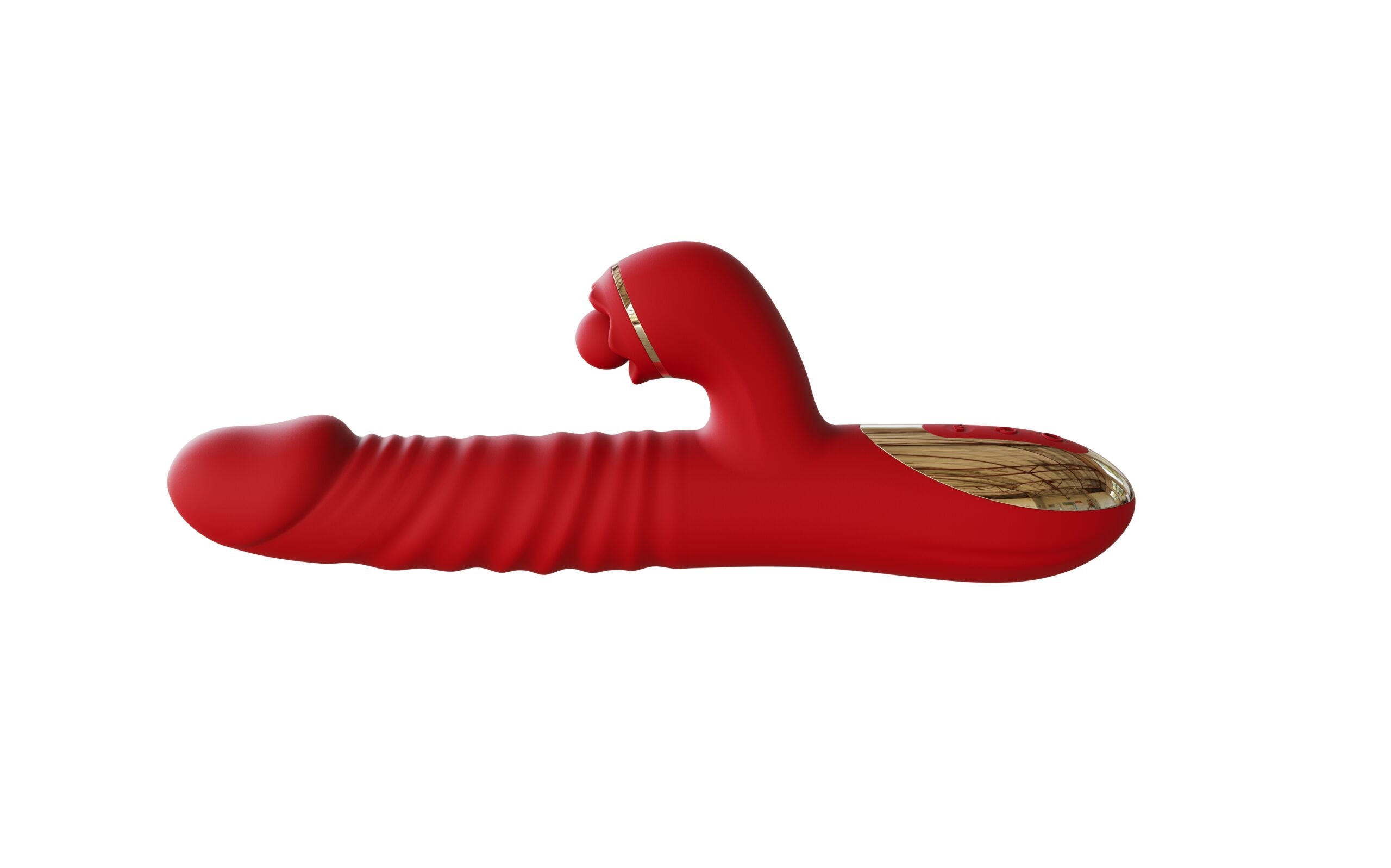 The Red Peach Double Bubble Clit and G Spot Rabbit