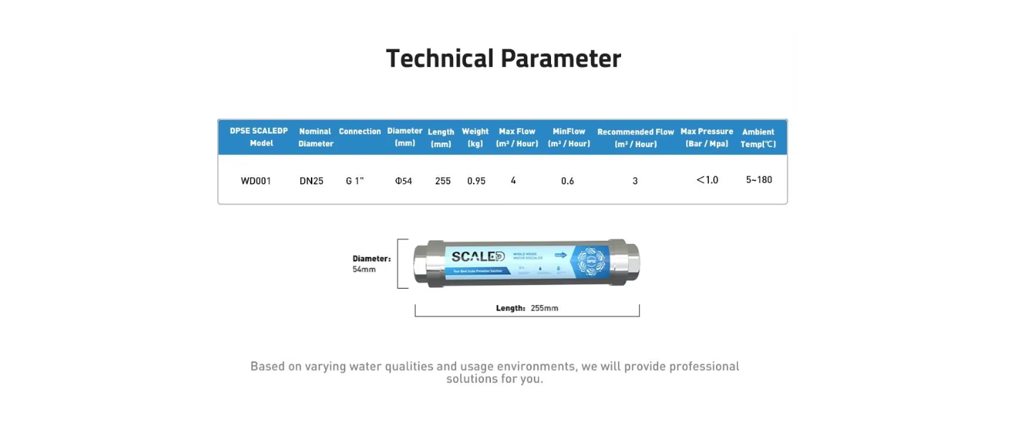 Descalcificador de agua físico DPSE 3/4" o 1"
