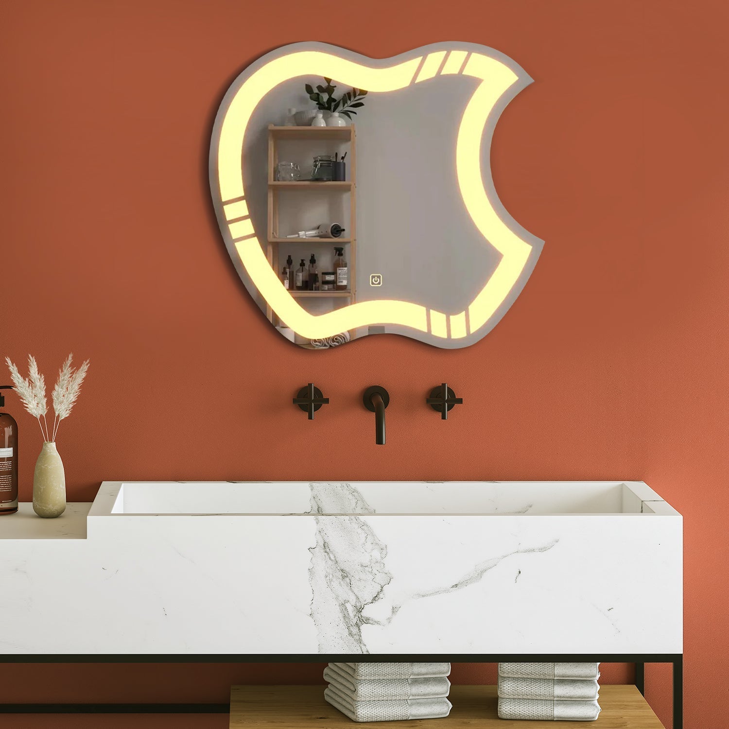 Modern LED Apple-Shaped Mirror