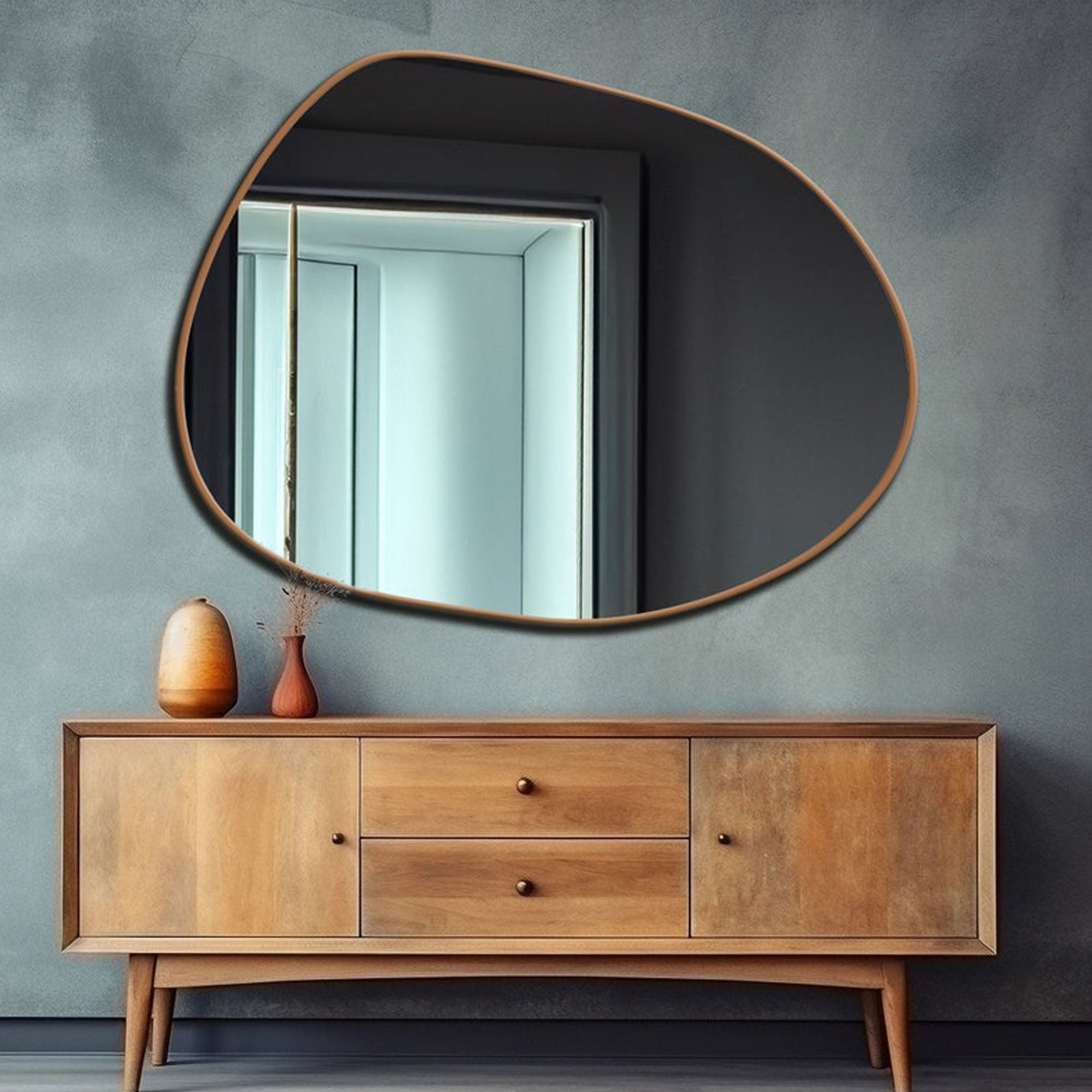 Modern Asymmetrical Framed Wall Mirror