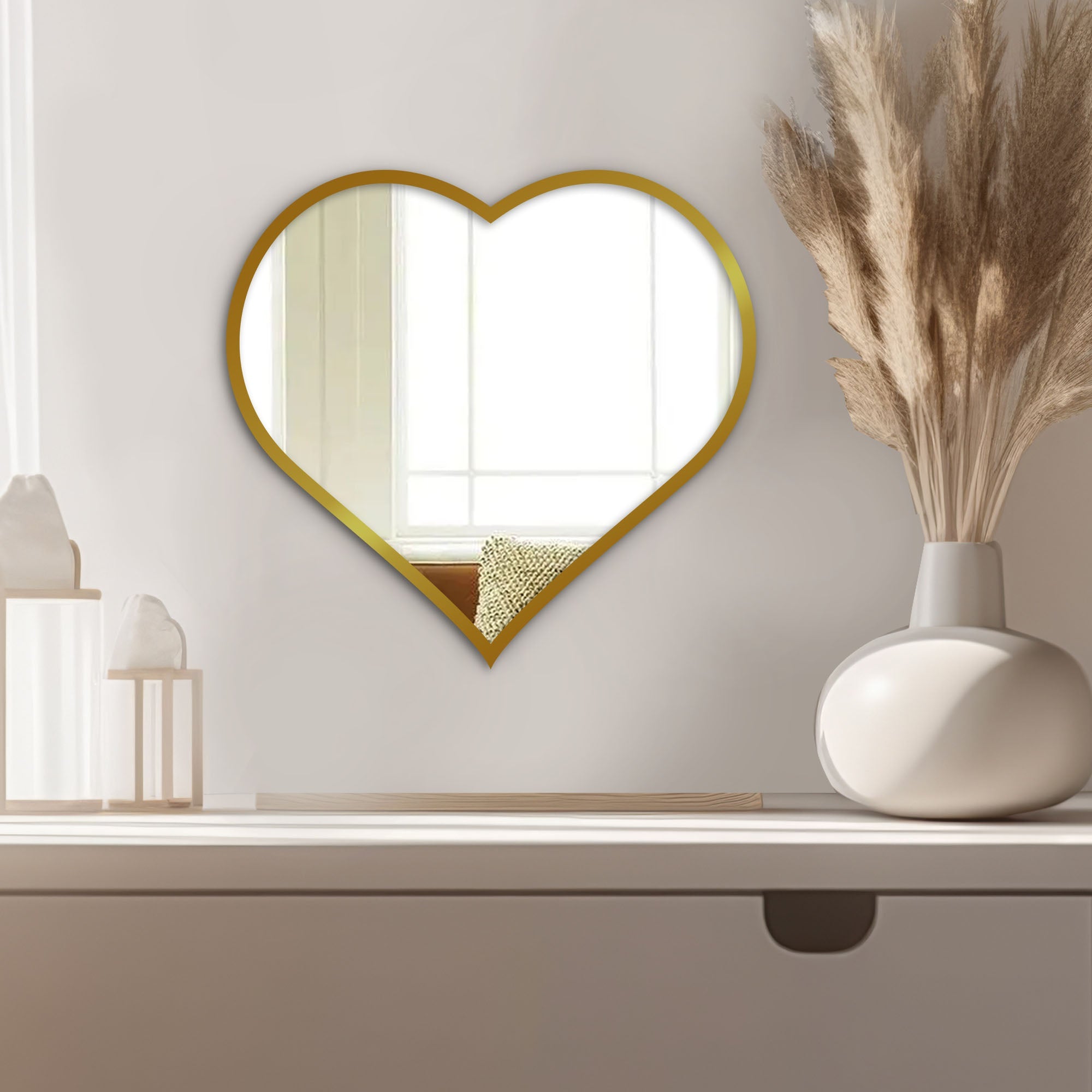 Heart-shaped wall mirror