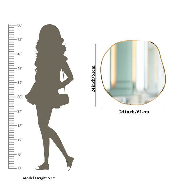 Asymmetrical round Modern frameless Bathroom Mirror