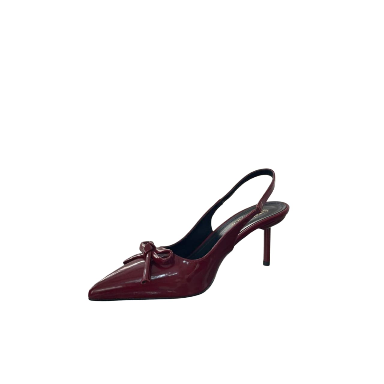 Burgundy Patent Bow Slingback Heels
