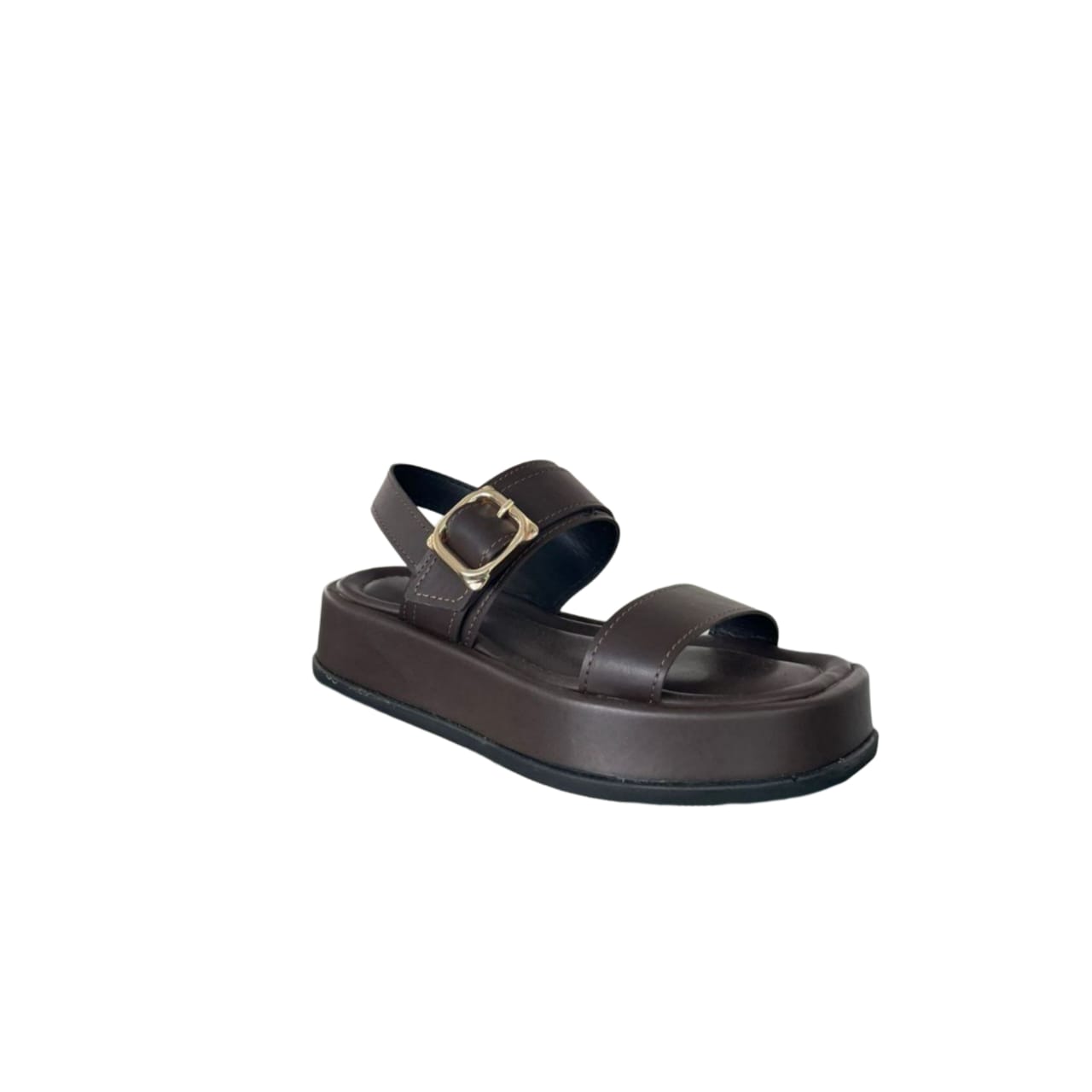 Chocolate Brown Buckle Platform Sandals