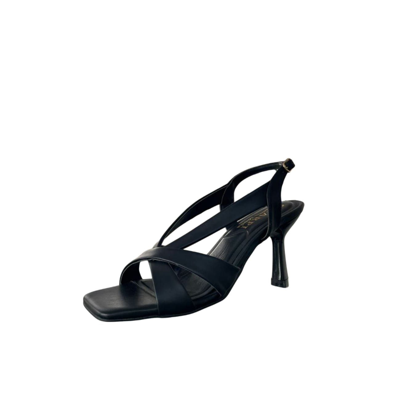 Elegant Black Cross-Strap Heeled Sandals
