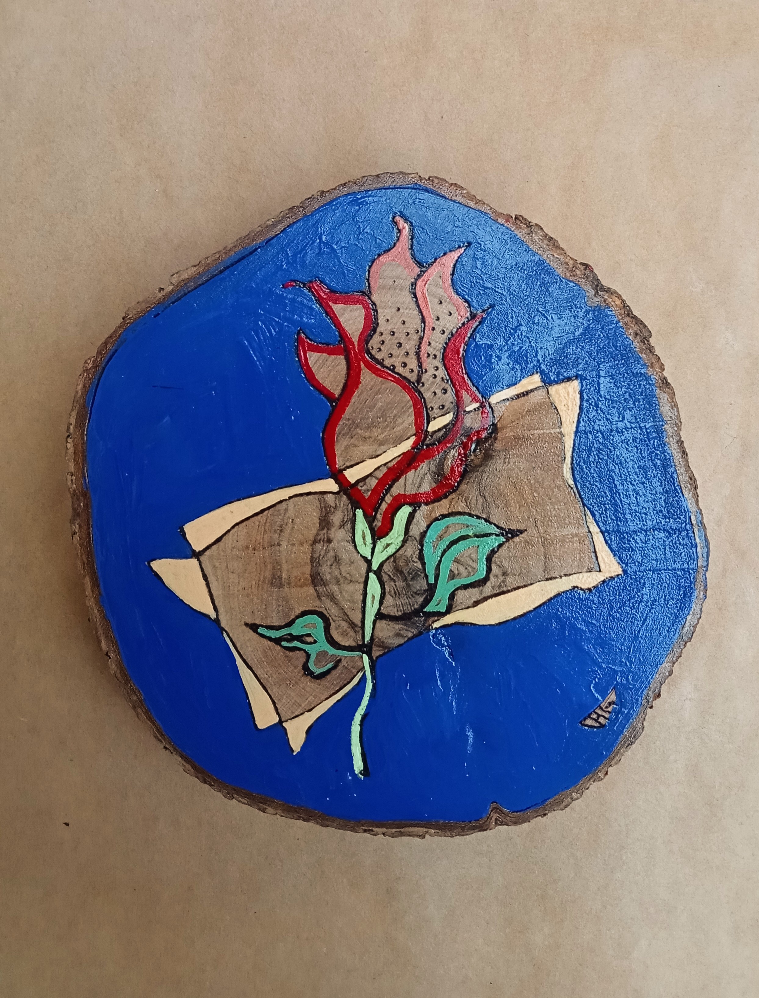 Sección de tronco grande ilustrado Flores