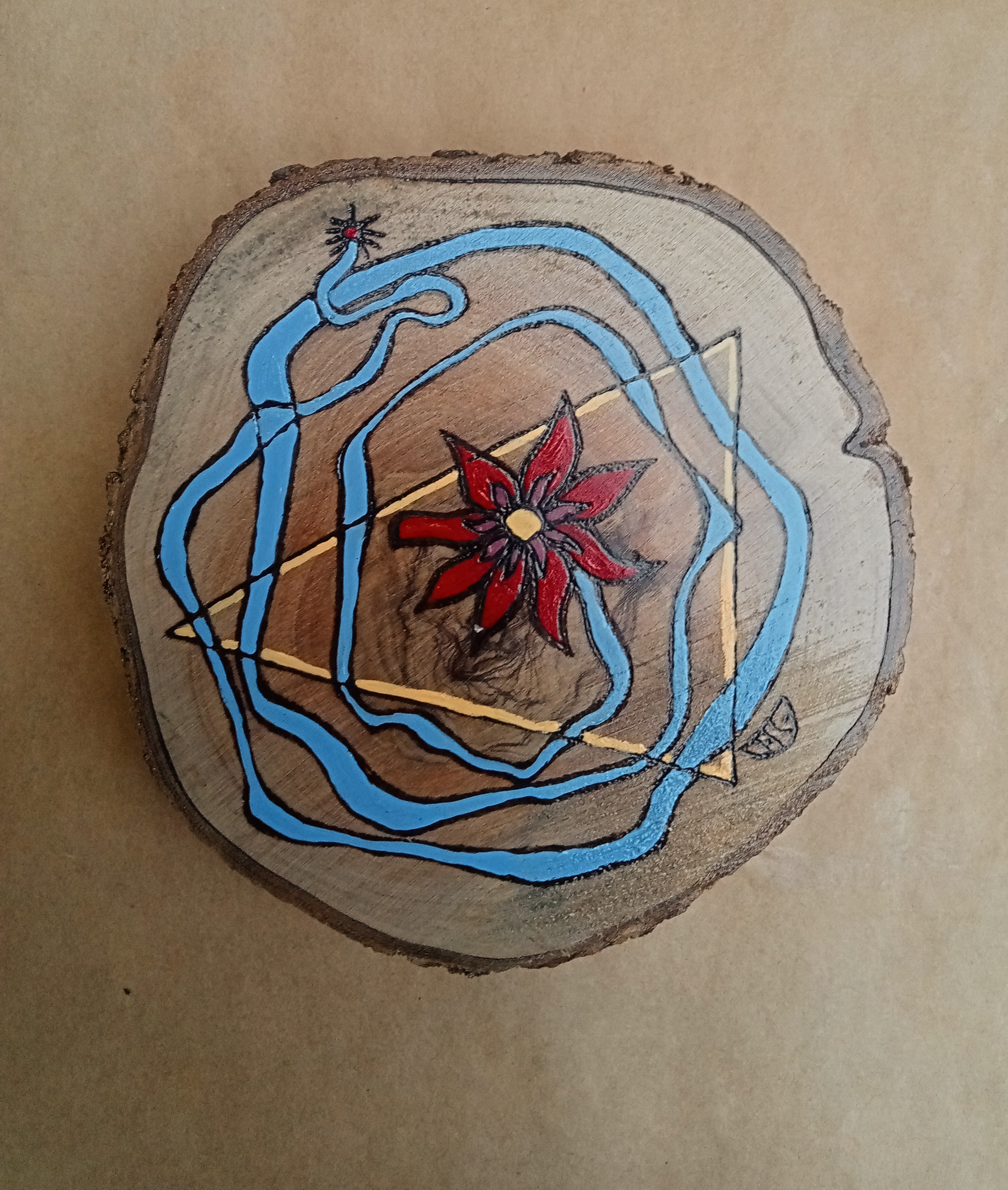 Sección de tronco grande ilustrado Flores