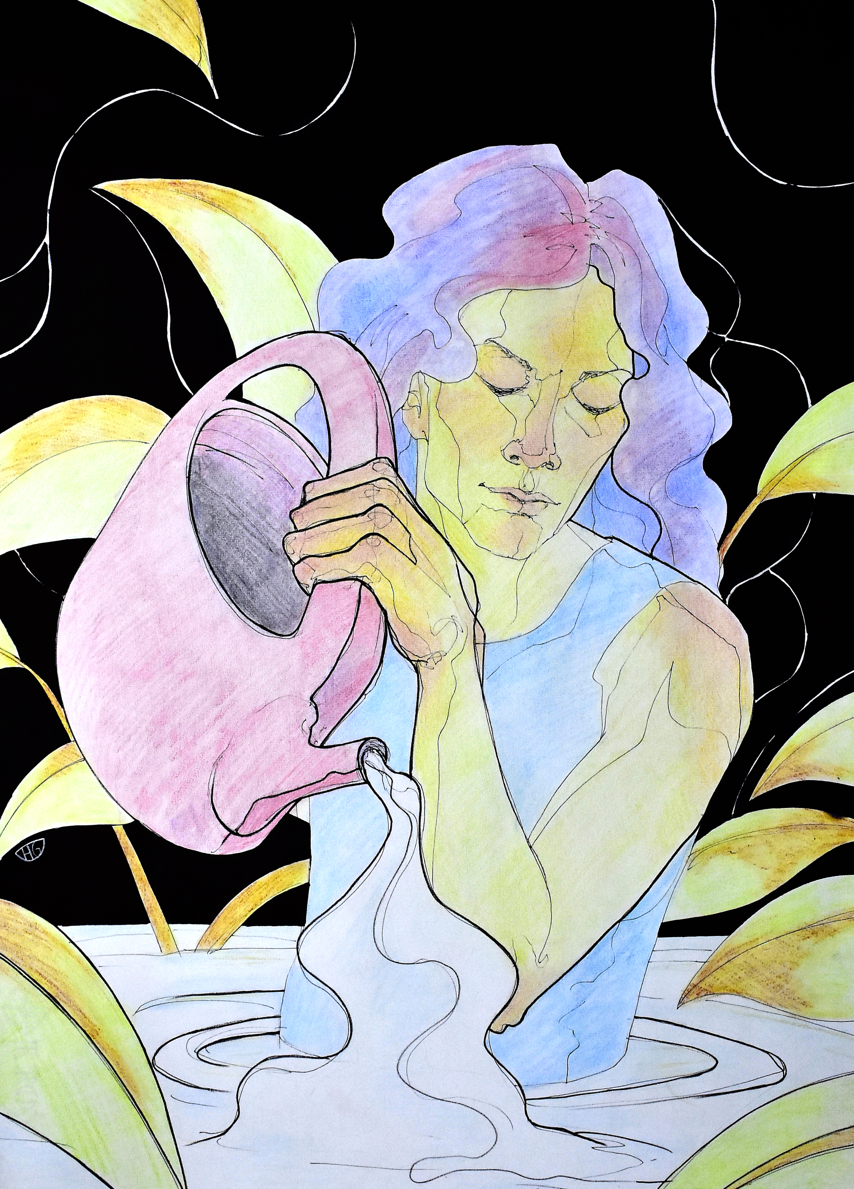 Regó y de paso así misma