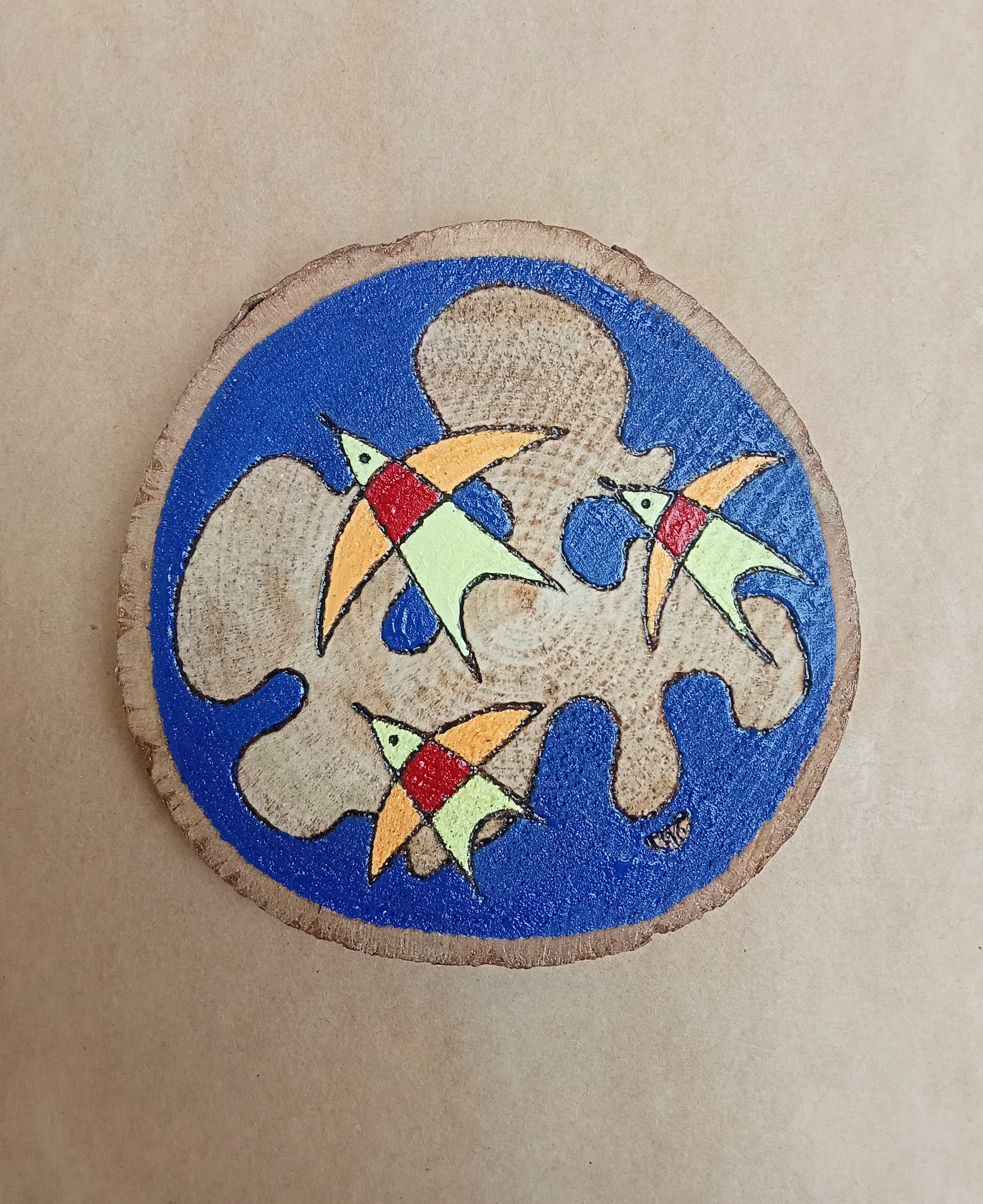 Sección de tronco pequeño ilustrado Pájaros