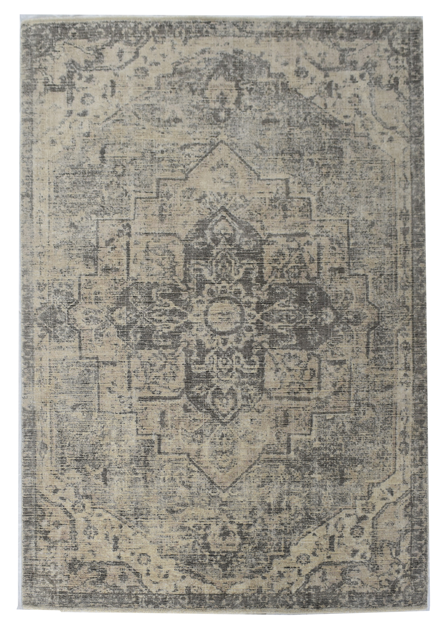 Elegant distressed medallion carpet