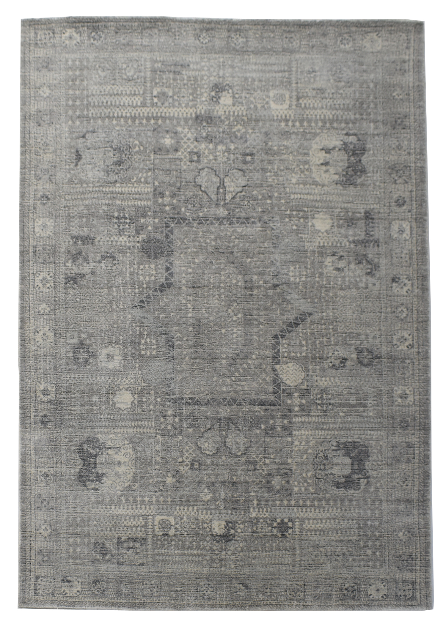 Vintage Grey Patterned Area Rug