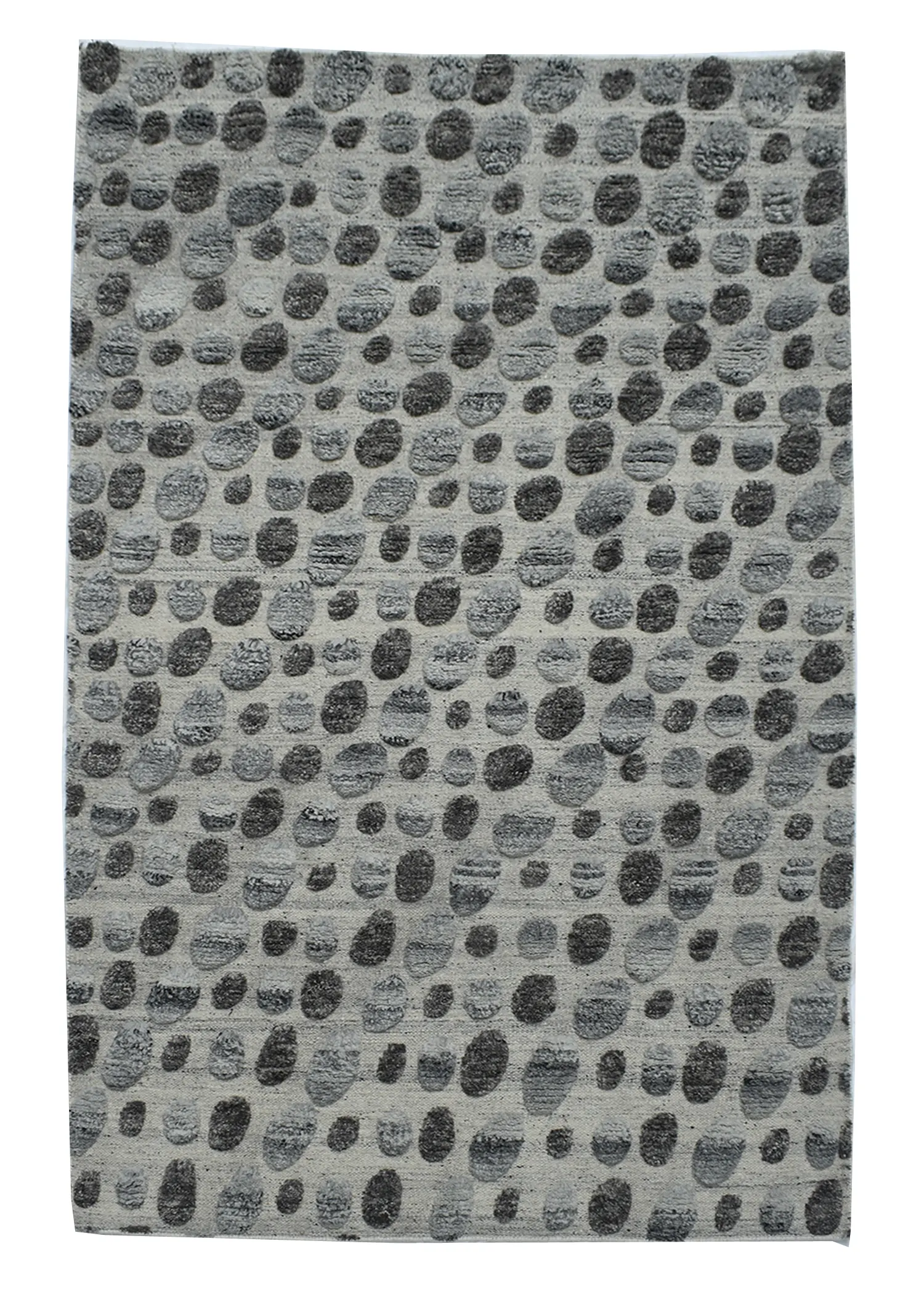 Grey Pebble Pattern Hand Knotted Rug
