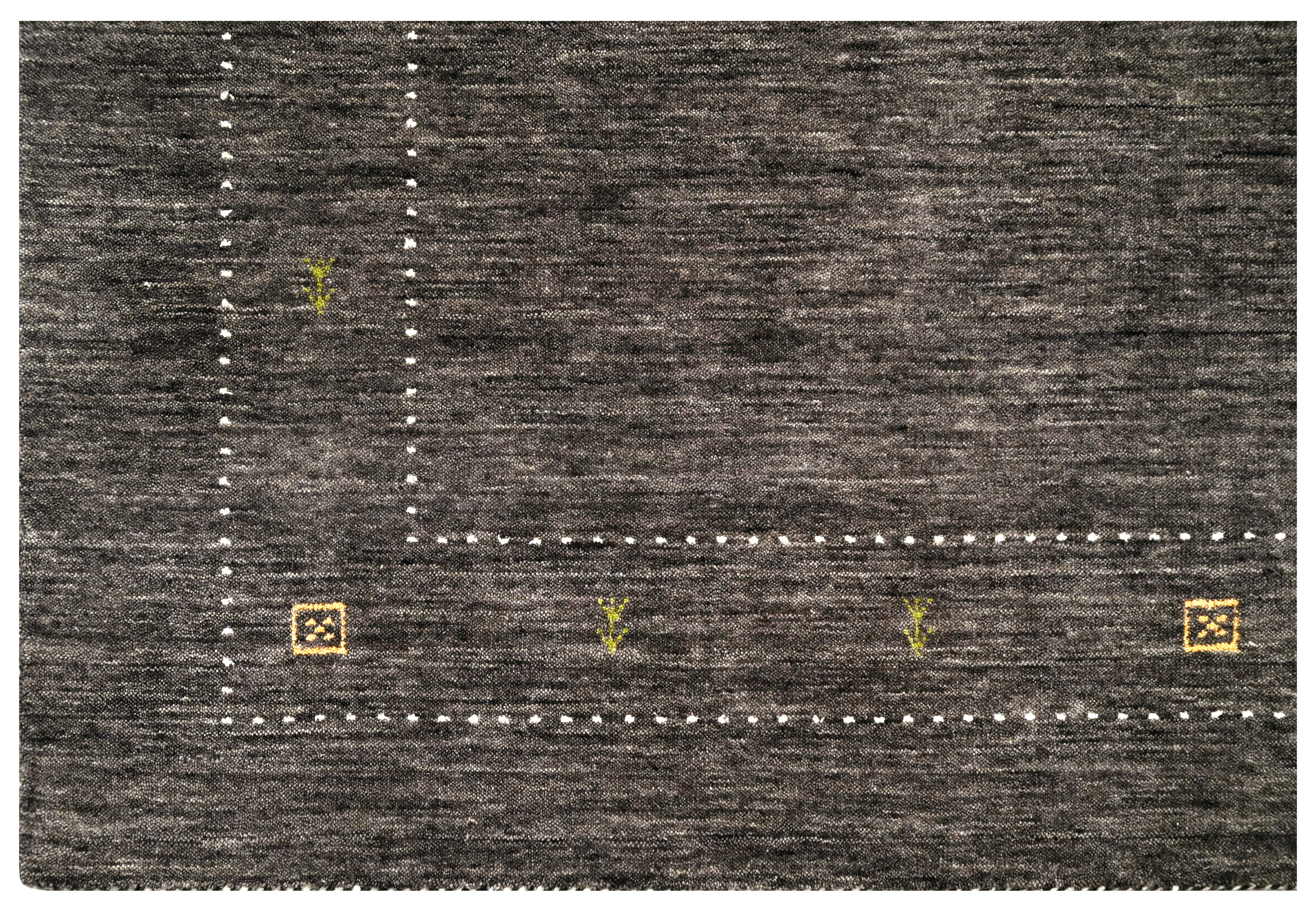 Charcoal grey  rug with geometric details