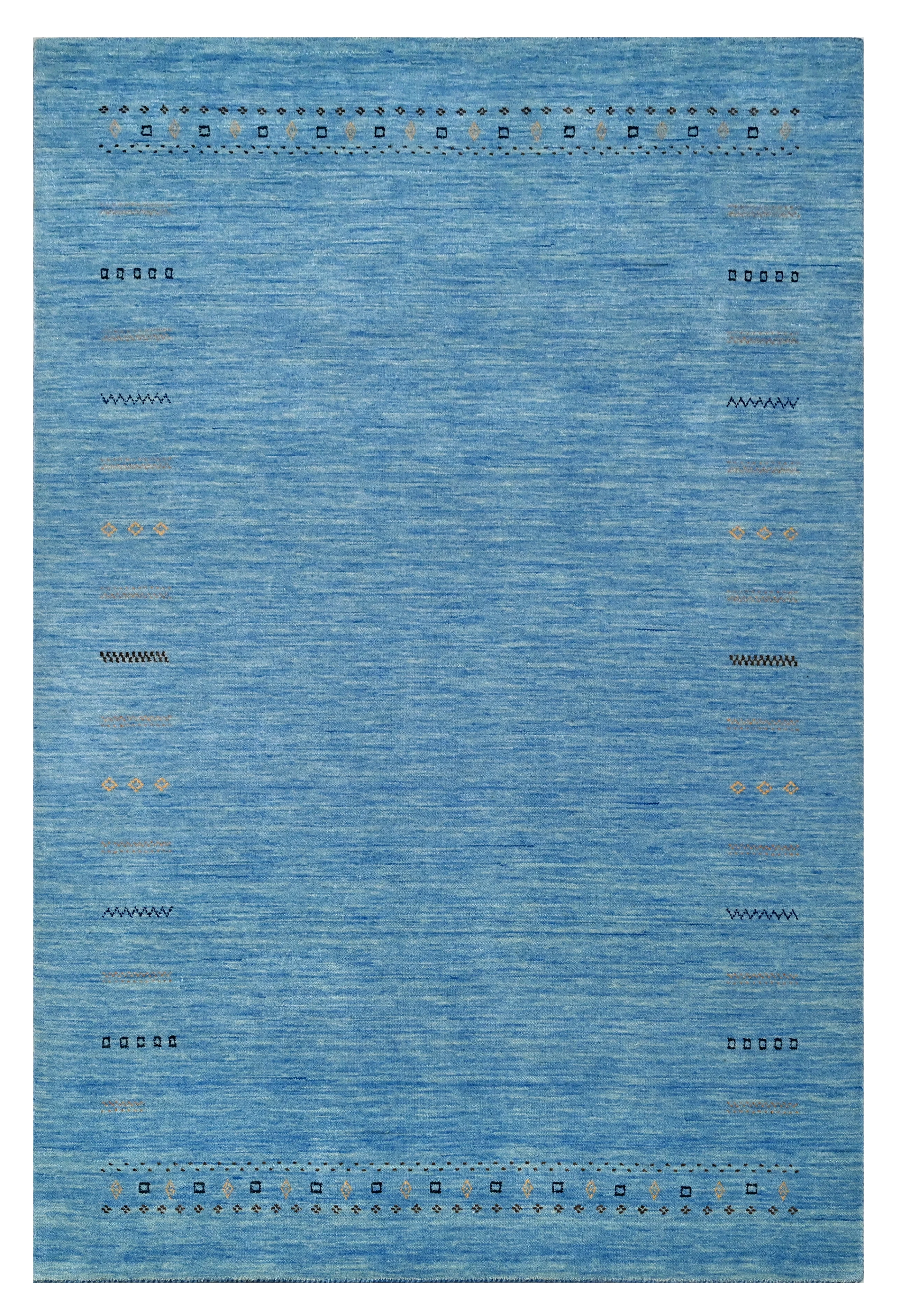 Modern wool rug with geometric accents