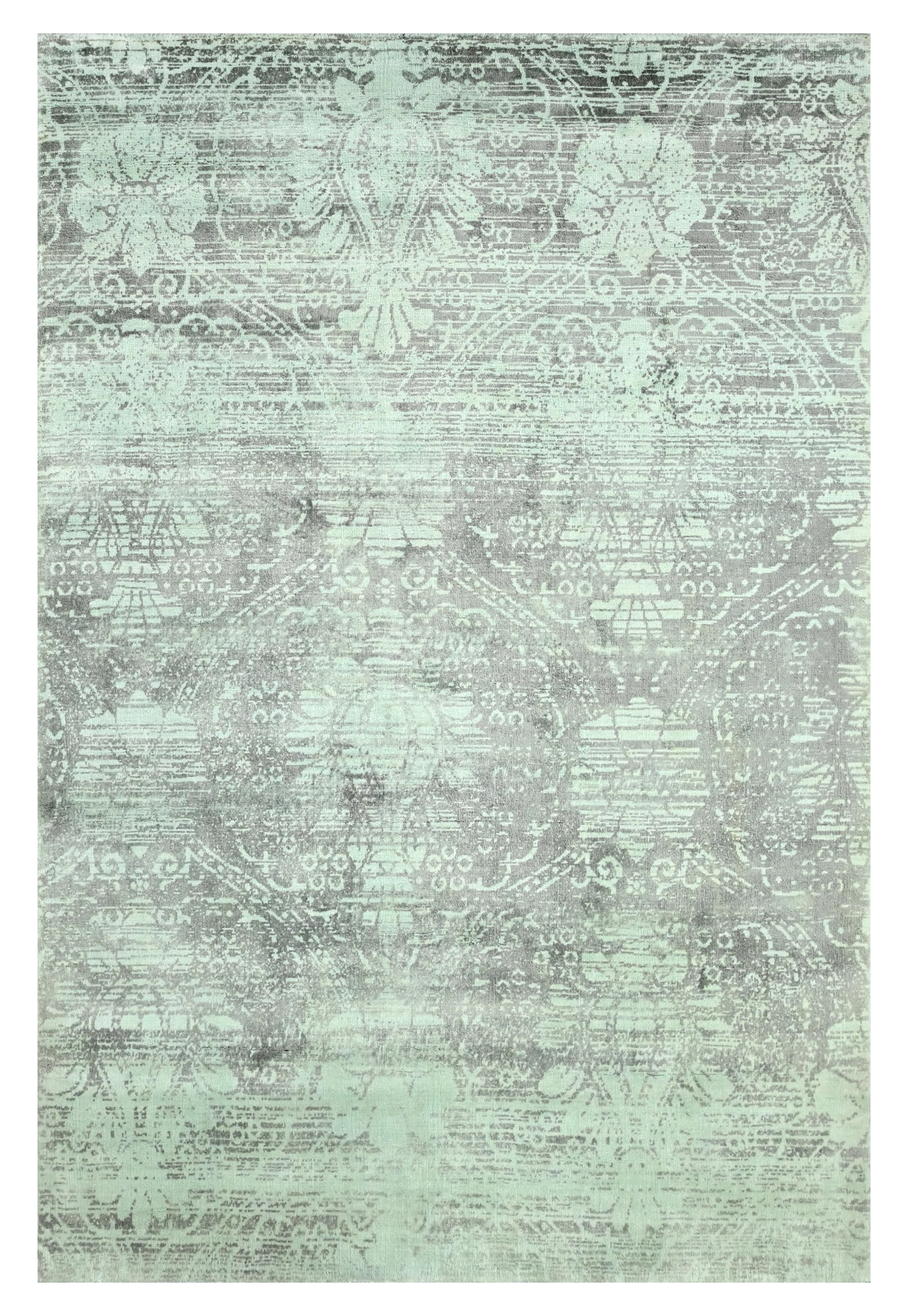 Intricate pattern in soft gray and mint tones