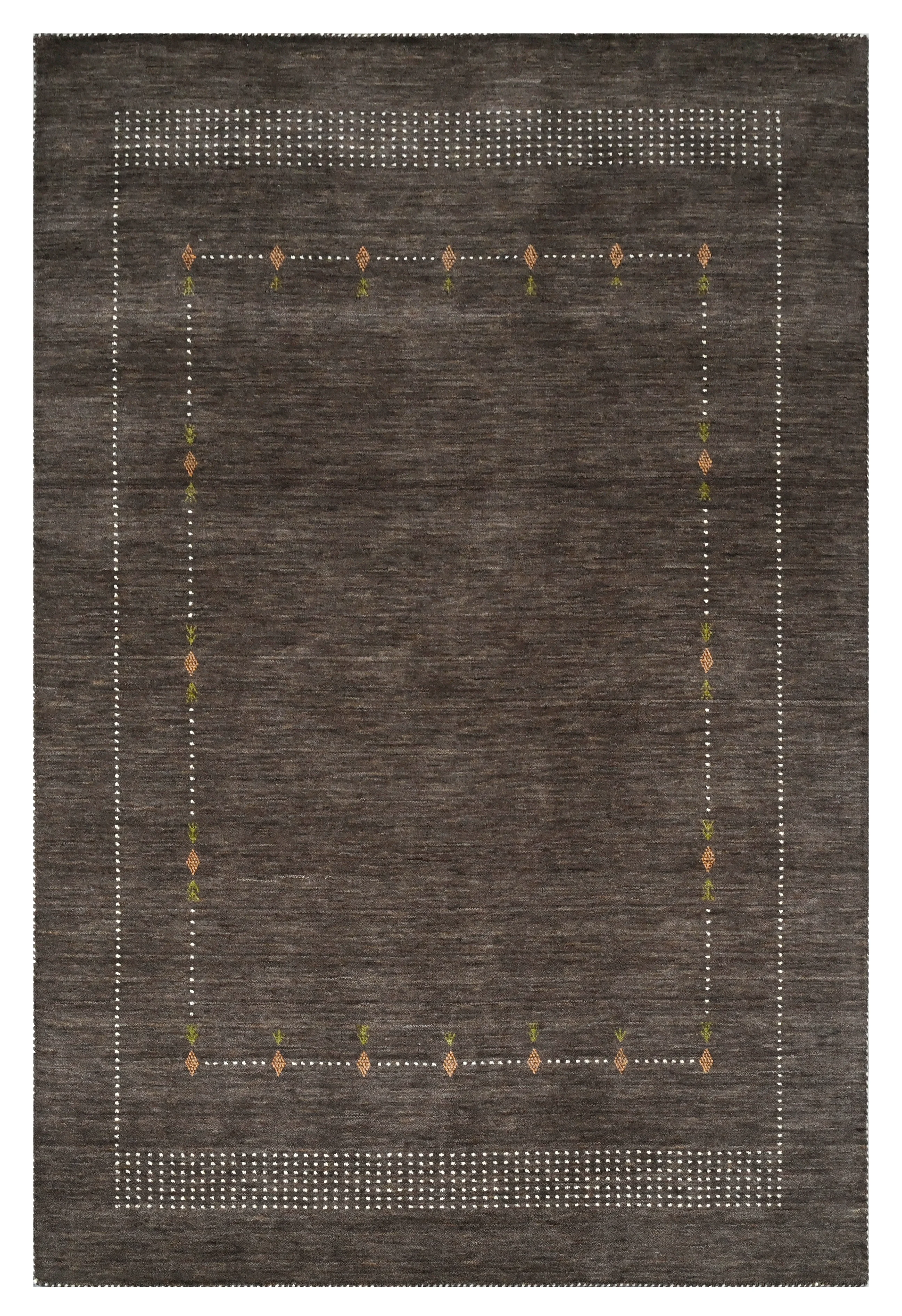 Modern rug with geometric border design