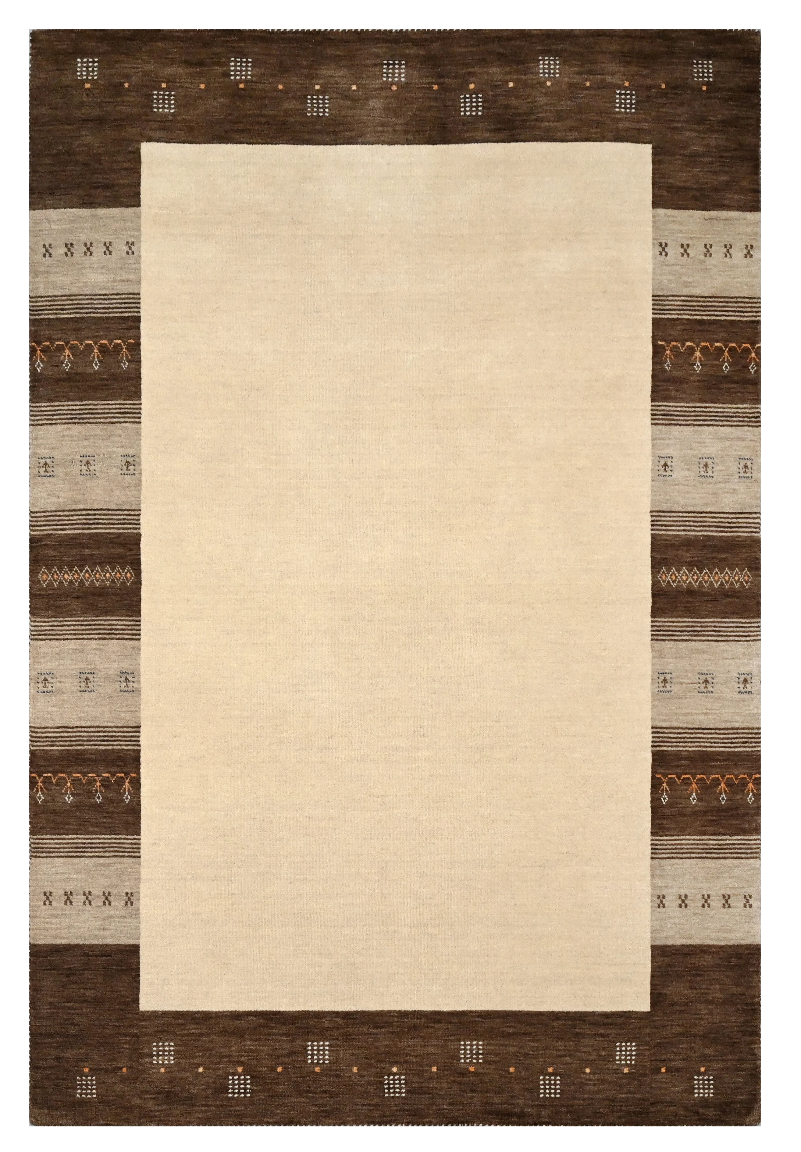 Elegant beige and brown patterned floor rug