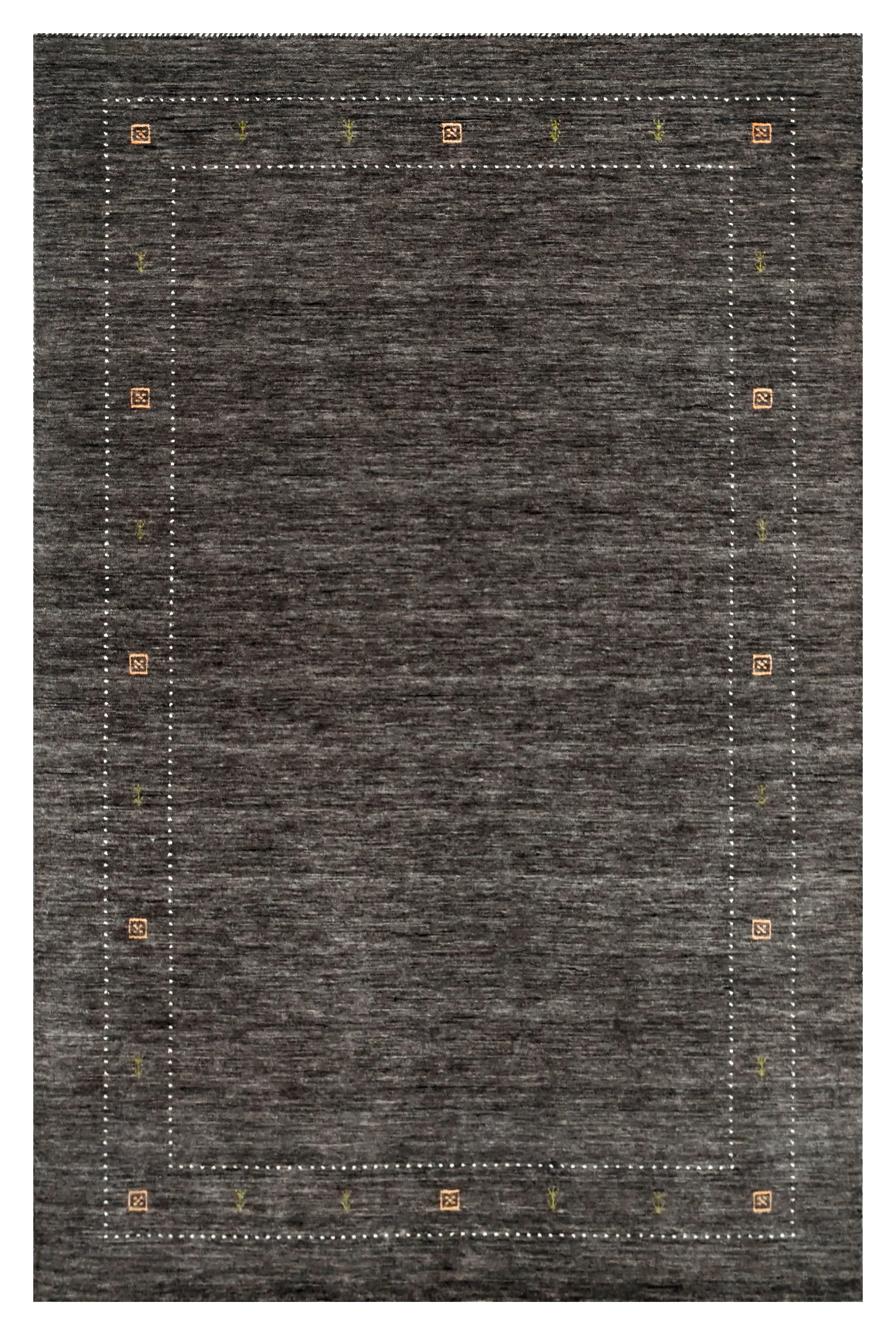Charcoal grey  rug with geometric details