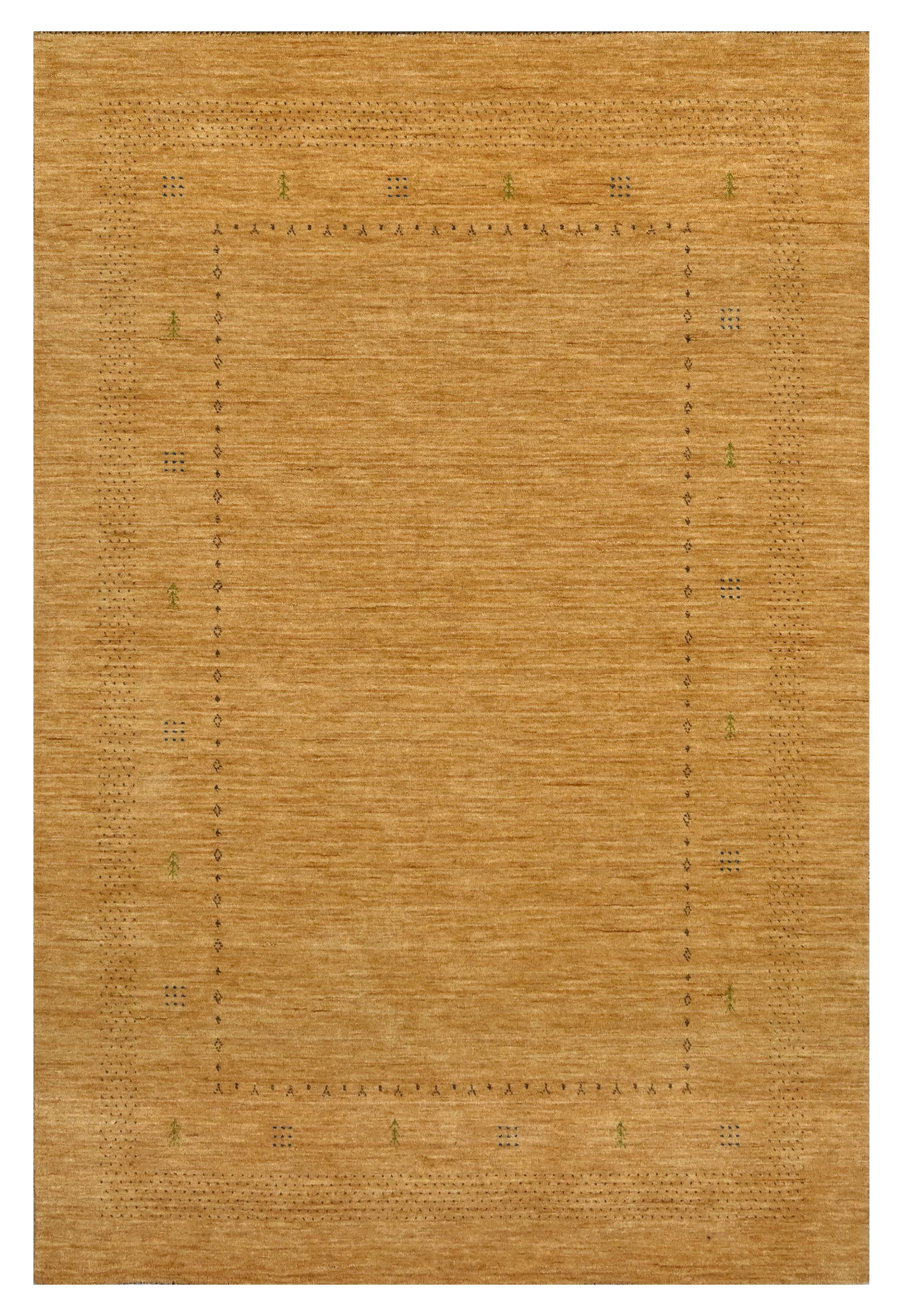 Yellow area rug with subtle border design