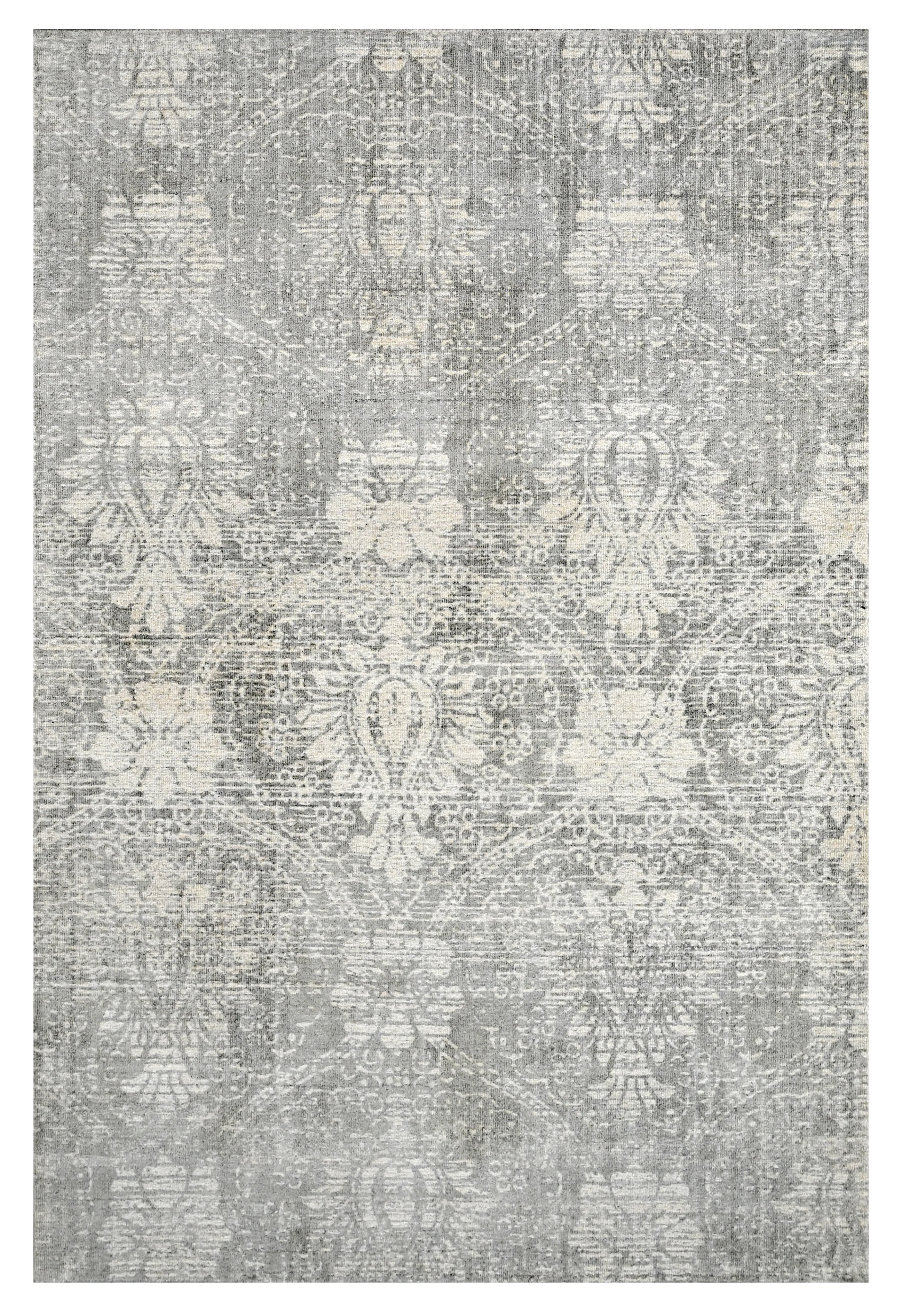 Elegant distressed floral patterned rug