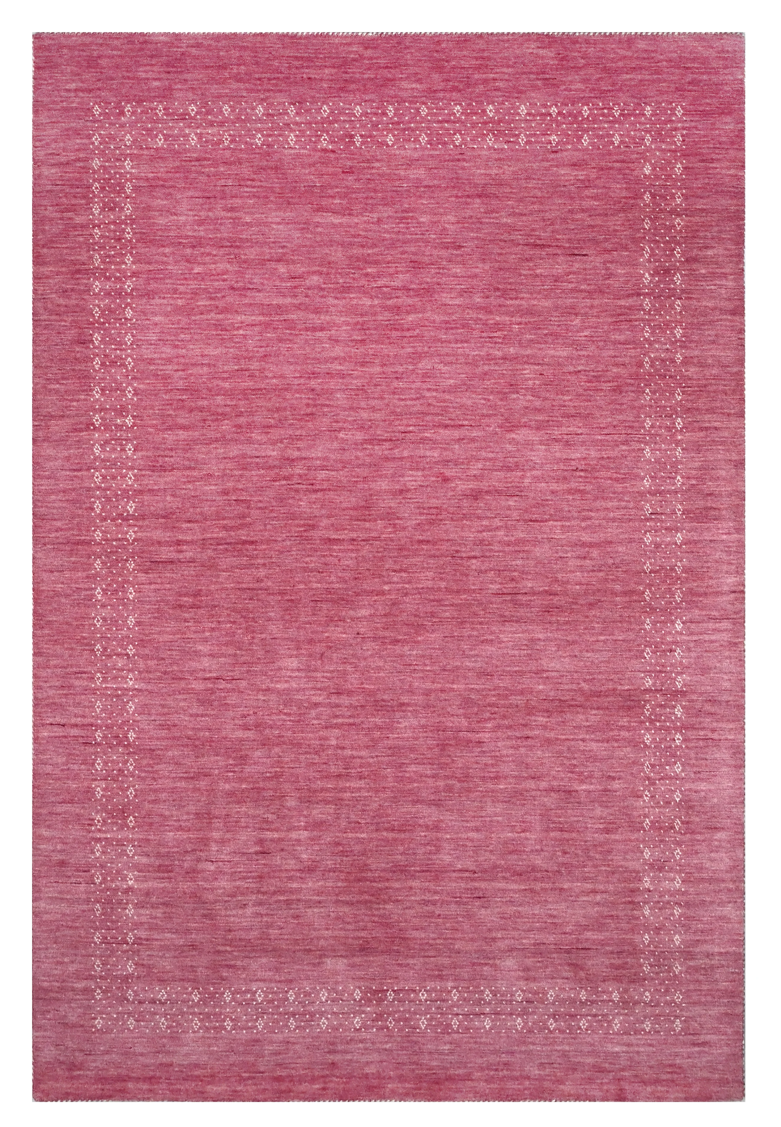 Modern pink rug with subtle patterned border