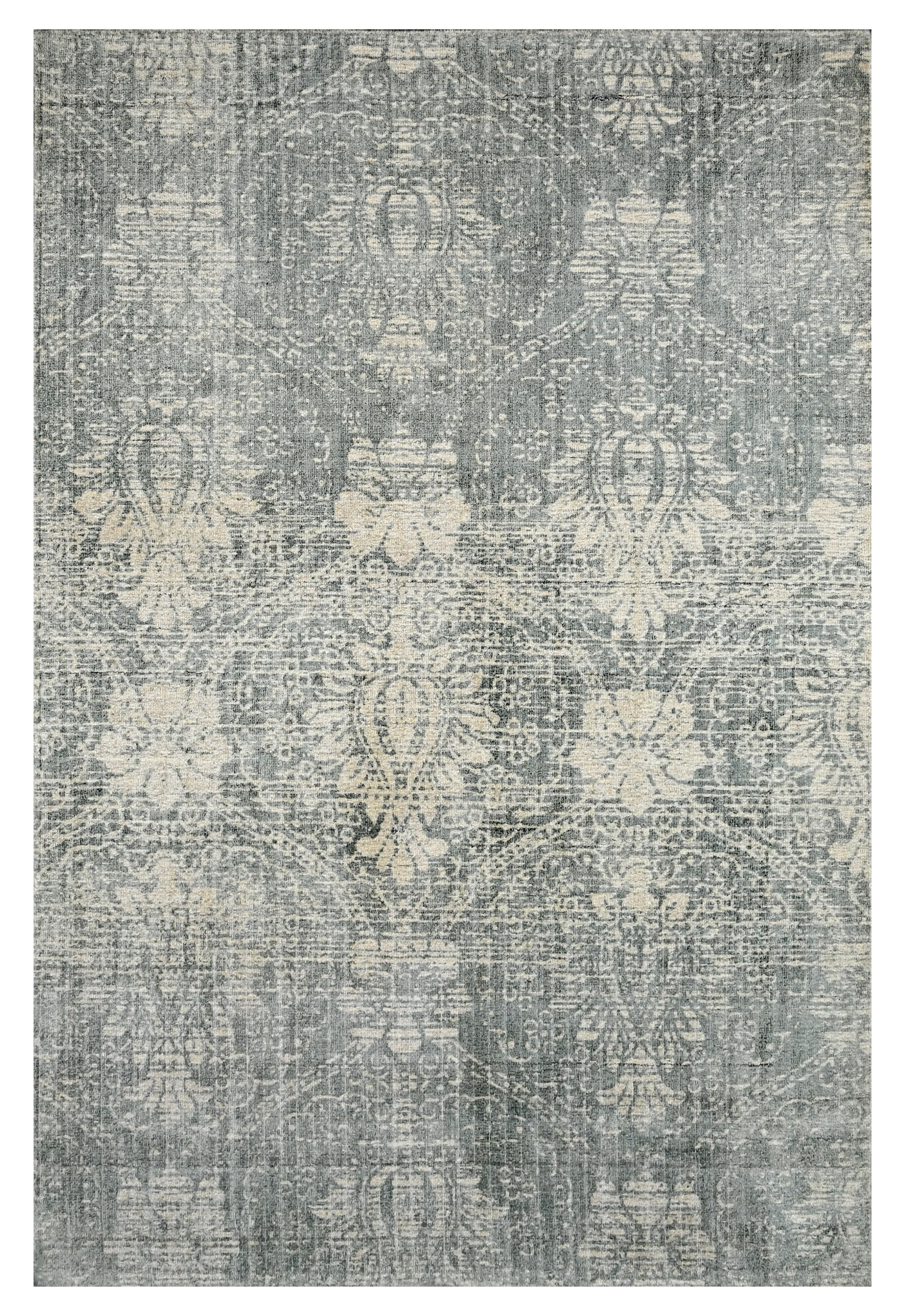 Elegant grey and cream vintage printed carpet