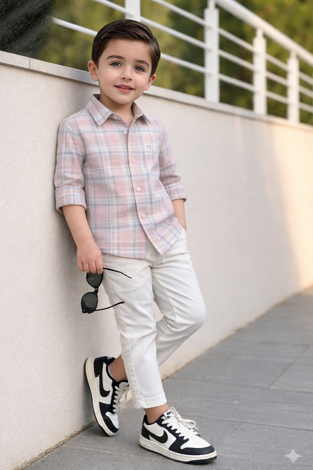 Kids Brown Plaid Shirt