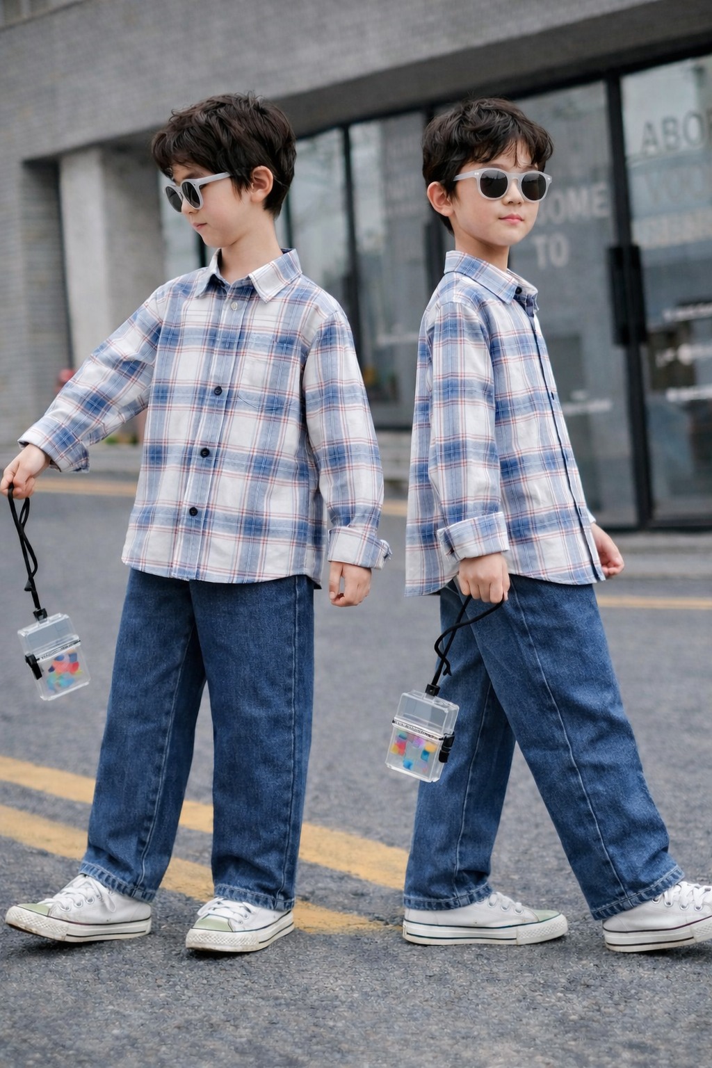 Kids Plaid Shirt and Khaki Pants Set