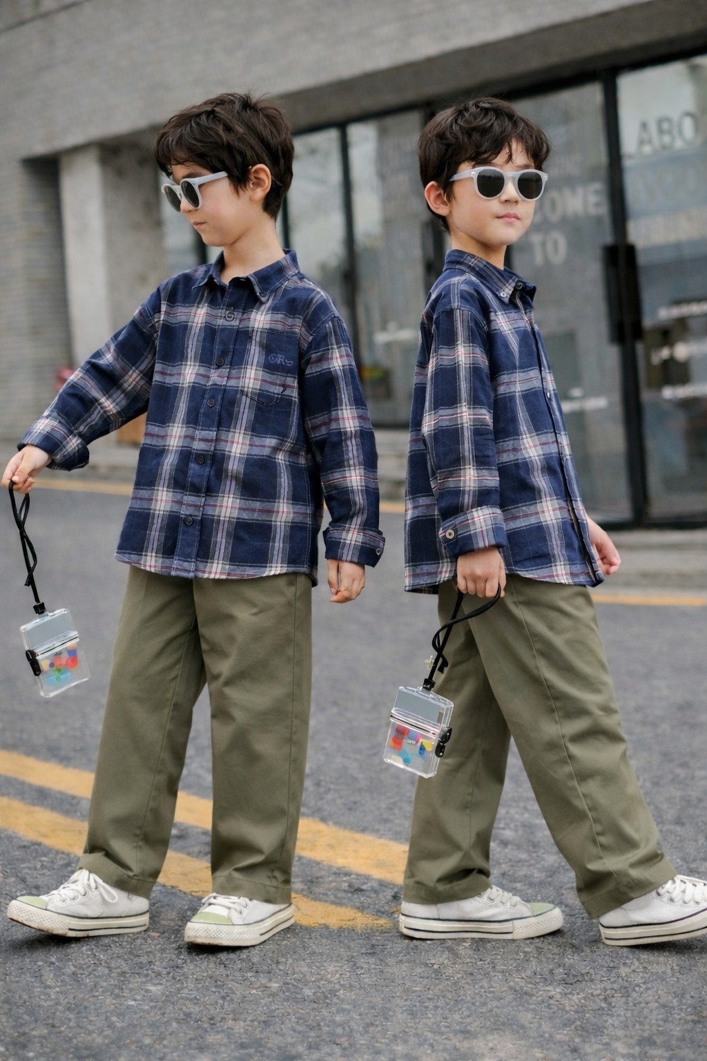 Kids Plaid Shirt and Khaki Pants Set
