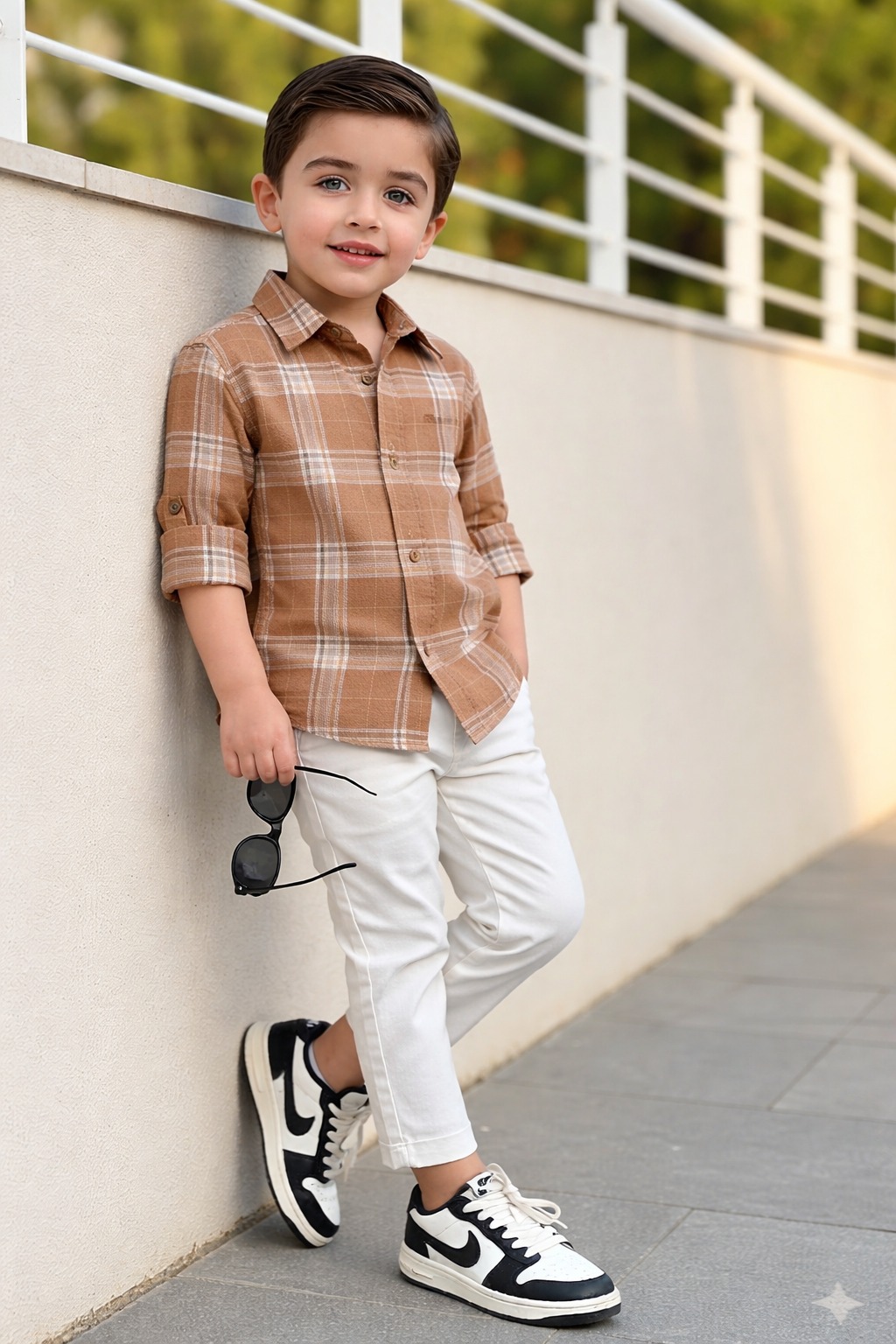 Kids Brown Plaid Shirt