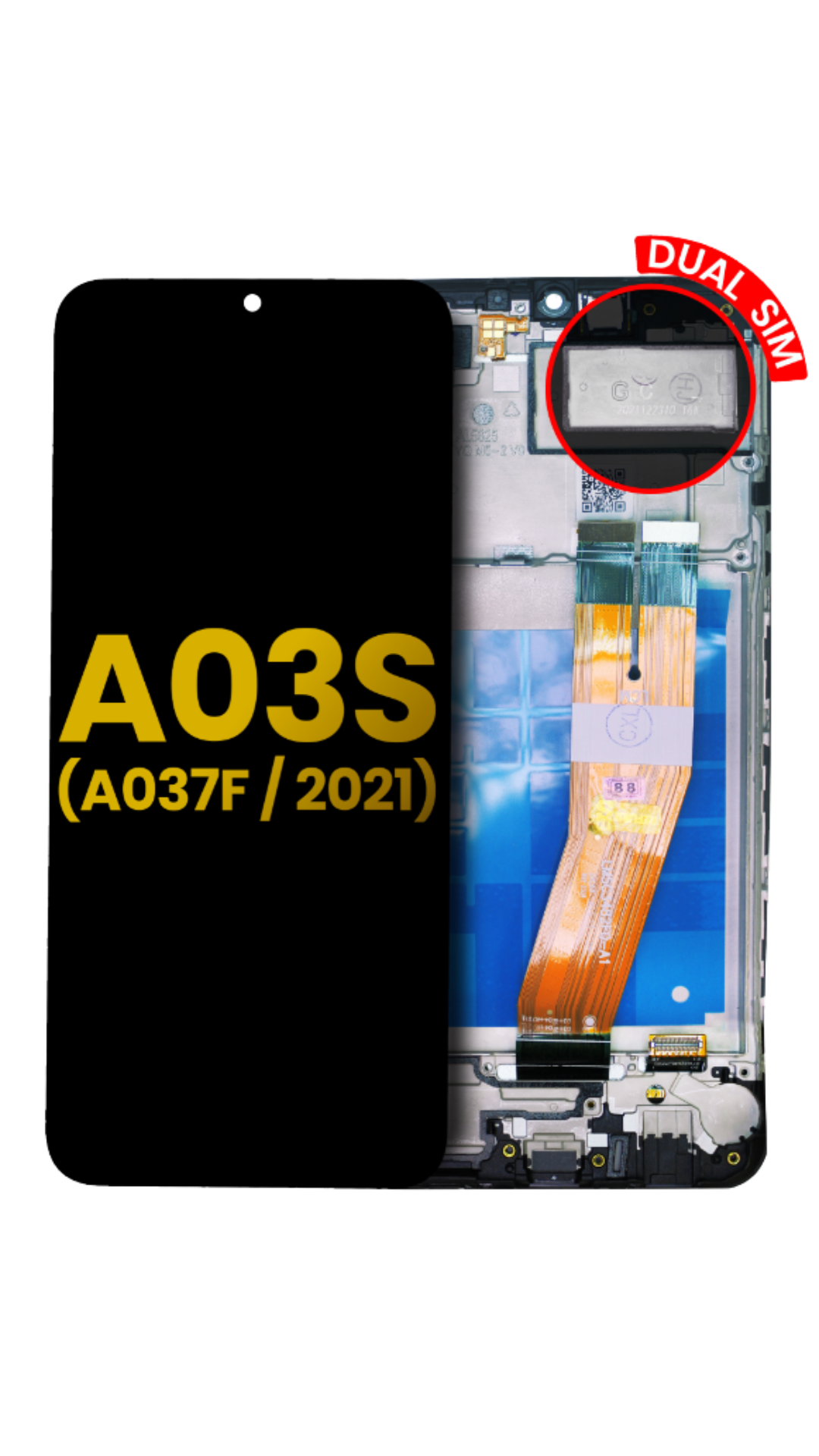 LCD Assembly With Frame Compatible For Samsung Galaxy A03s (A037F / 2021) (Dual Sim) (Micro USB Frame) (Refurbished) (All Color)