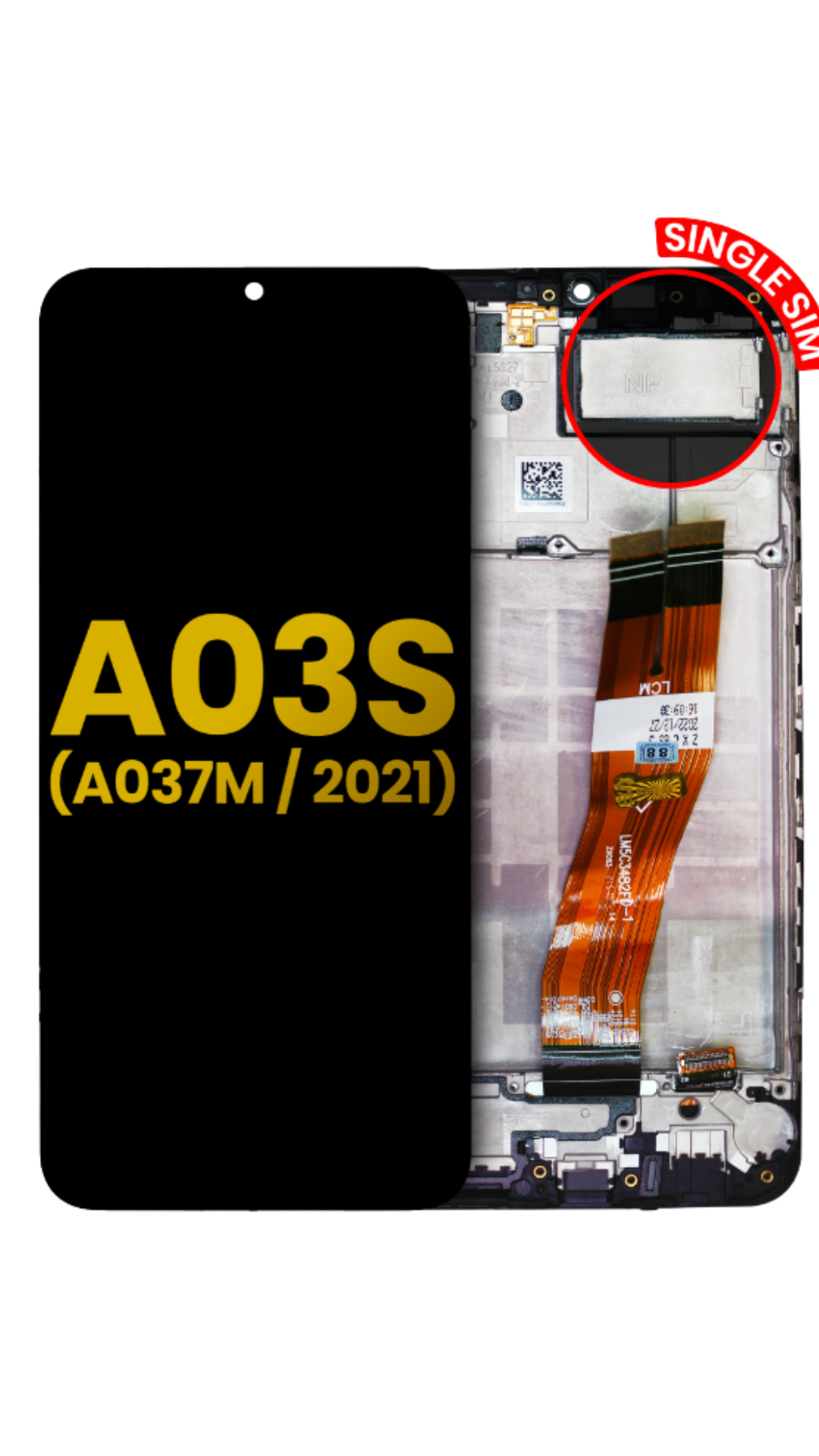 LCD Assembly With Frame Compatible For Samsung Galaxy A03s (A037M) (Single Sim) (Type C Frame) (Refurbished) (All Colors)