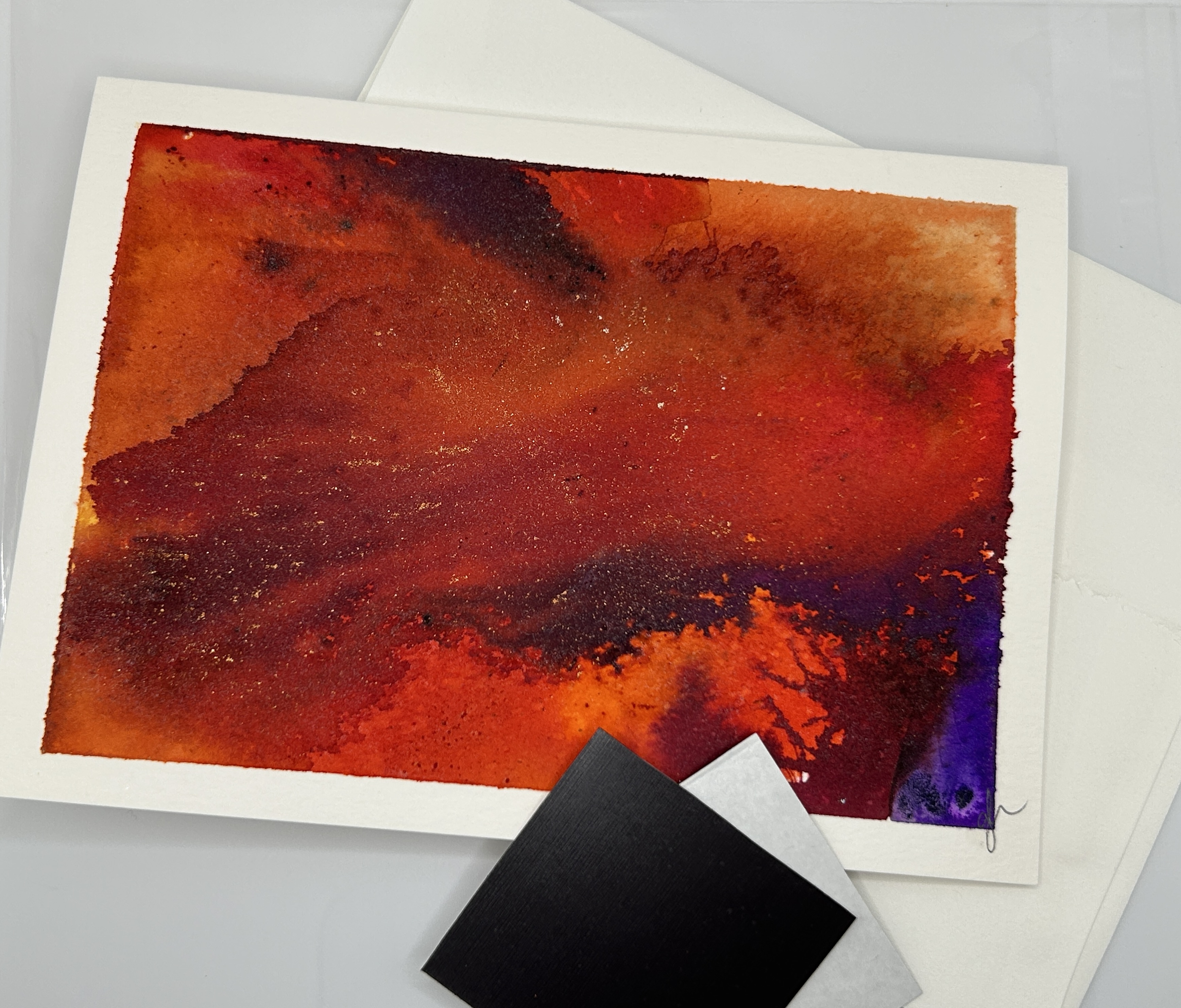 Abstract Watercolor with Mica – Original Art #2 (June 17 2026)