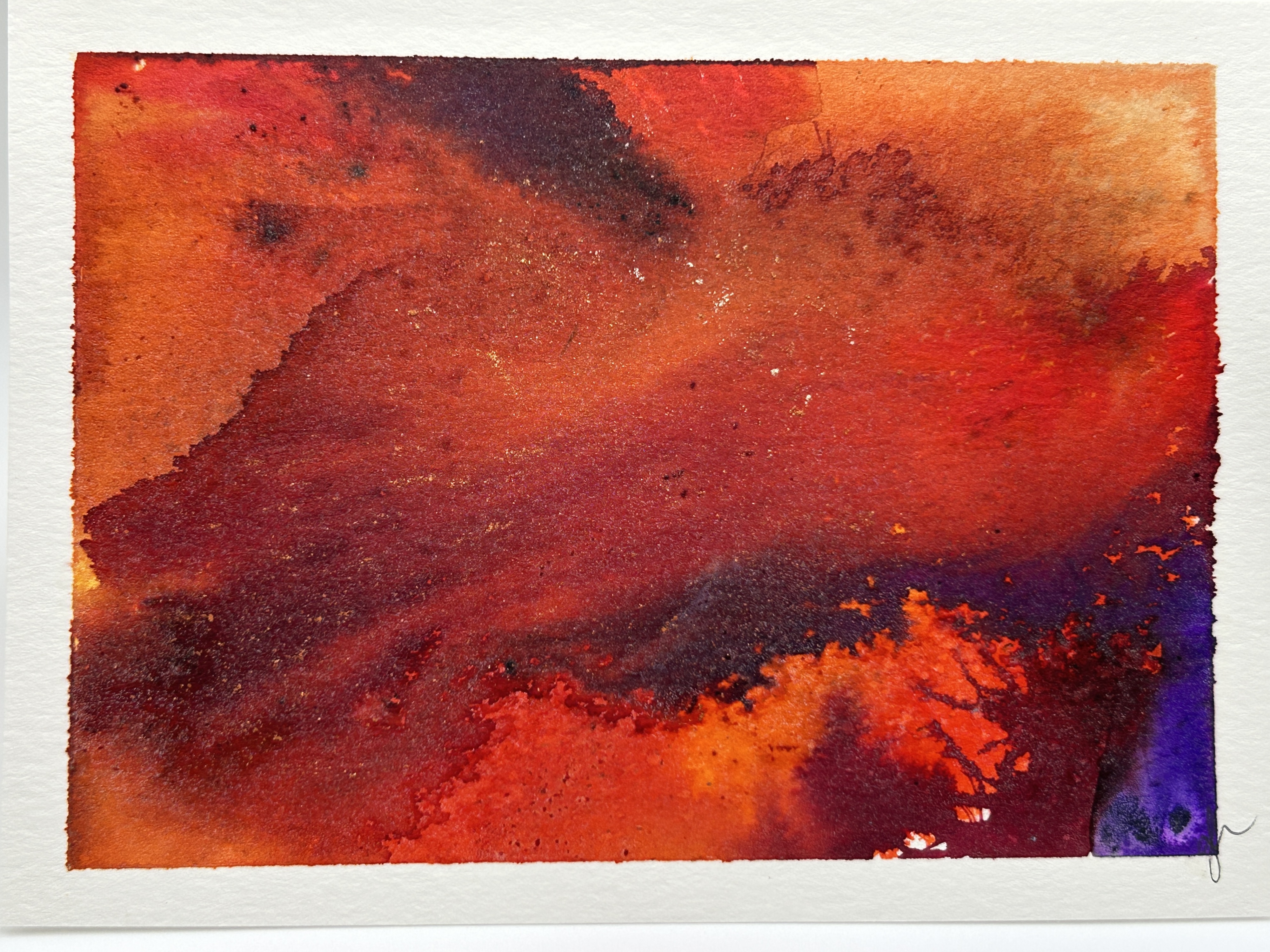 Abstract Watercolor with Mica – Original Art #2 (June 17 2026)