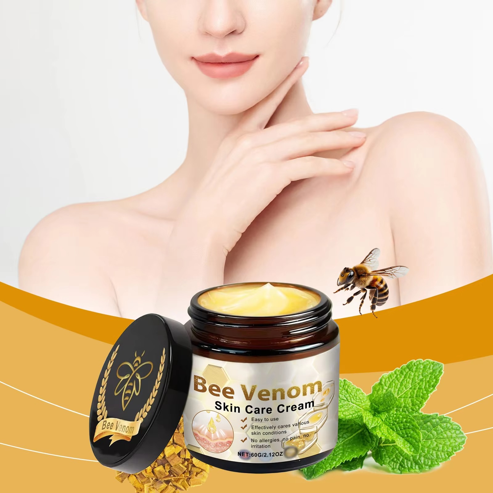 Bee Venom Comprehensive Cream - Hydrating Moisturizing Cream for Smooth & Soft Skin, Gentle Daily Skin Care with Bee Venom, Deep Nourishment for Dry Skin,