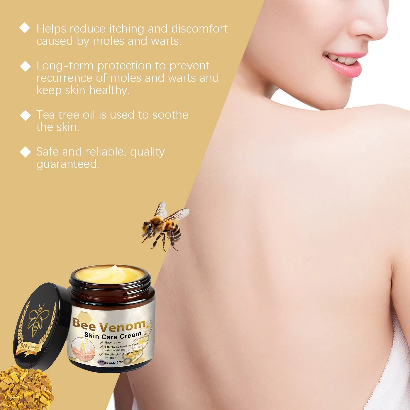 Bee Venom Comprehensive Cream - Hydrating Moisturizing Cream for Smooth & Soft Skin, Gentle Daily Skin Care with Bee Venom, Deep Nourishment for Dry Skin,