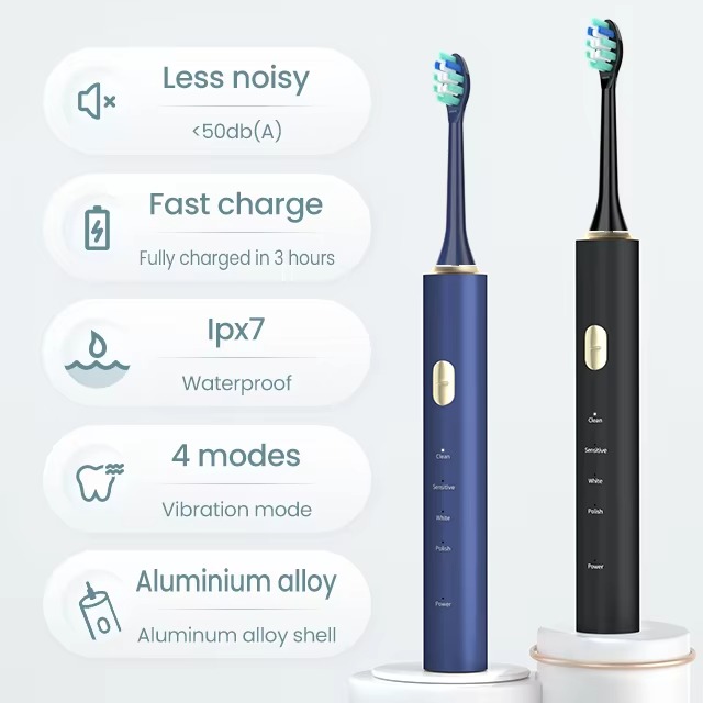 Powerful Wireless Rechargeable Adult Ipx 7 Metal Sonic Electronic Washable Whitening Tooth Brush Ultrasonic Electric Toothbrush