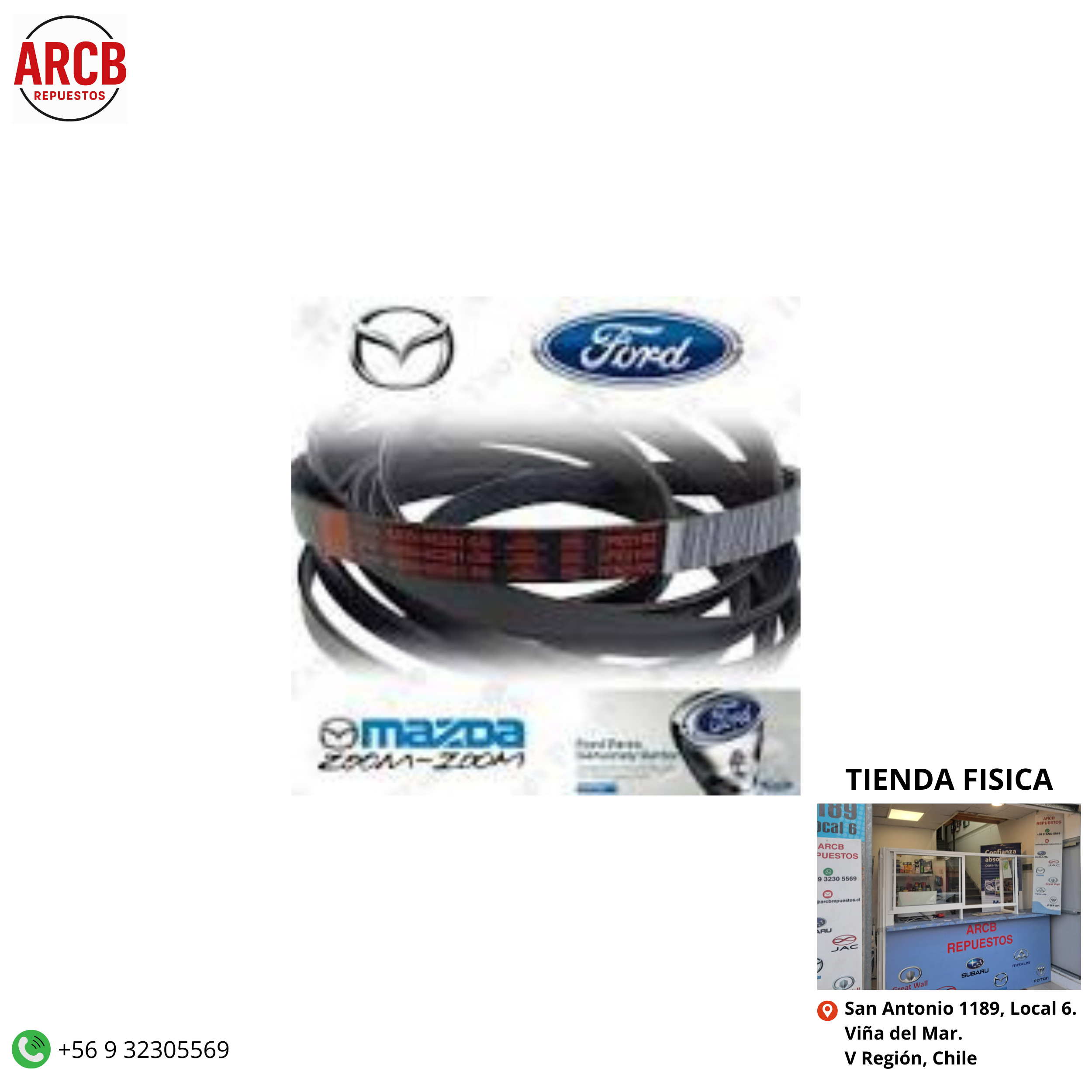 Correa de accesorio original Mazda BT50Z 2013-2020 Ford Ranger 2013-2016 7PK-3103 P/N AB39-6C301-CB