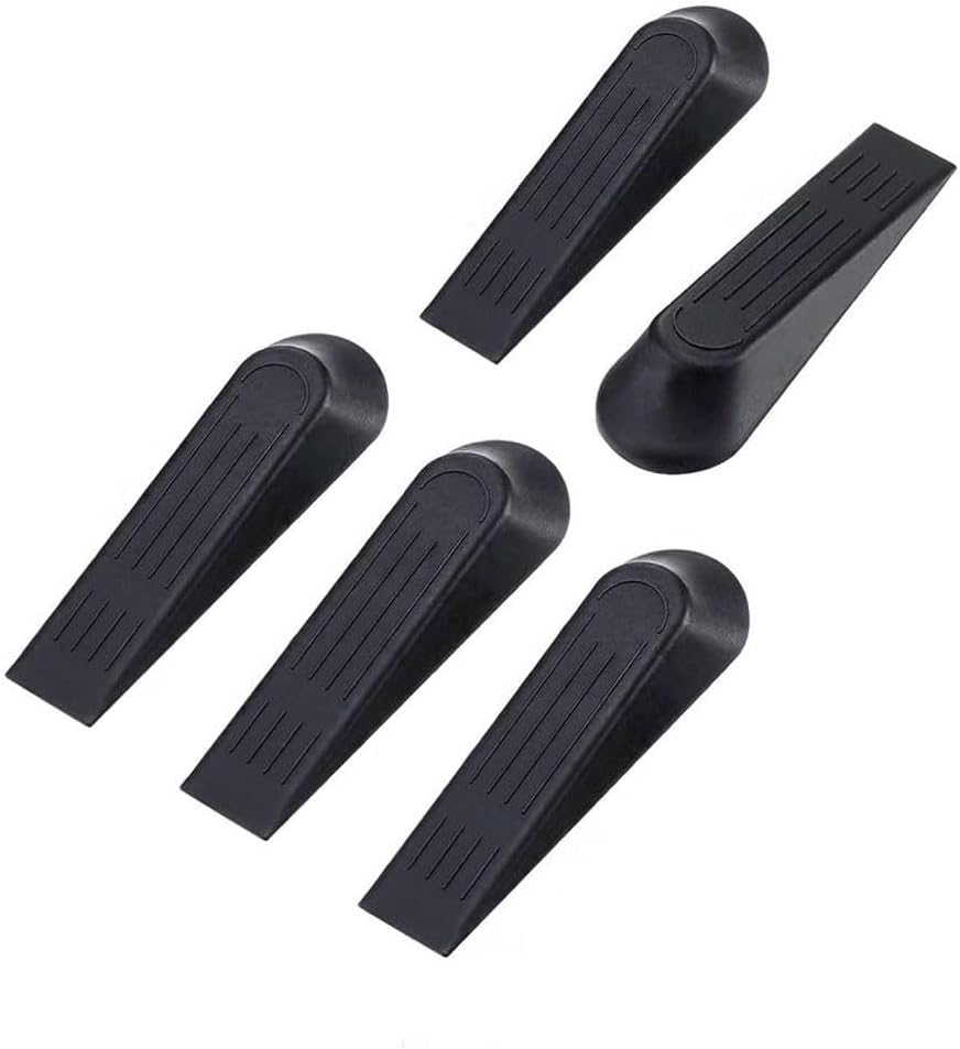 5-Pack Heavy Duty Door Wedge Stoppers - Black