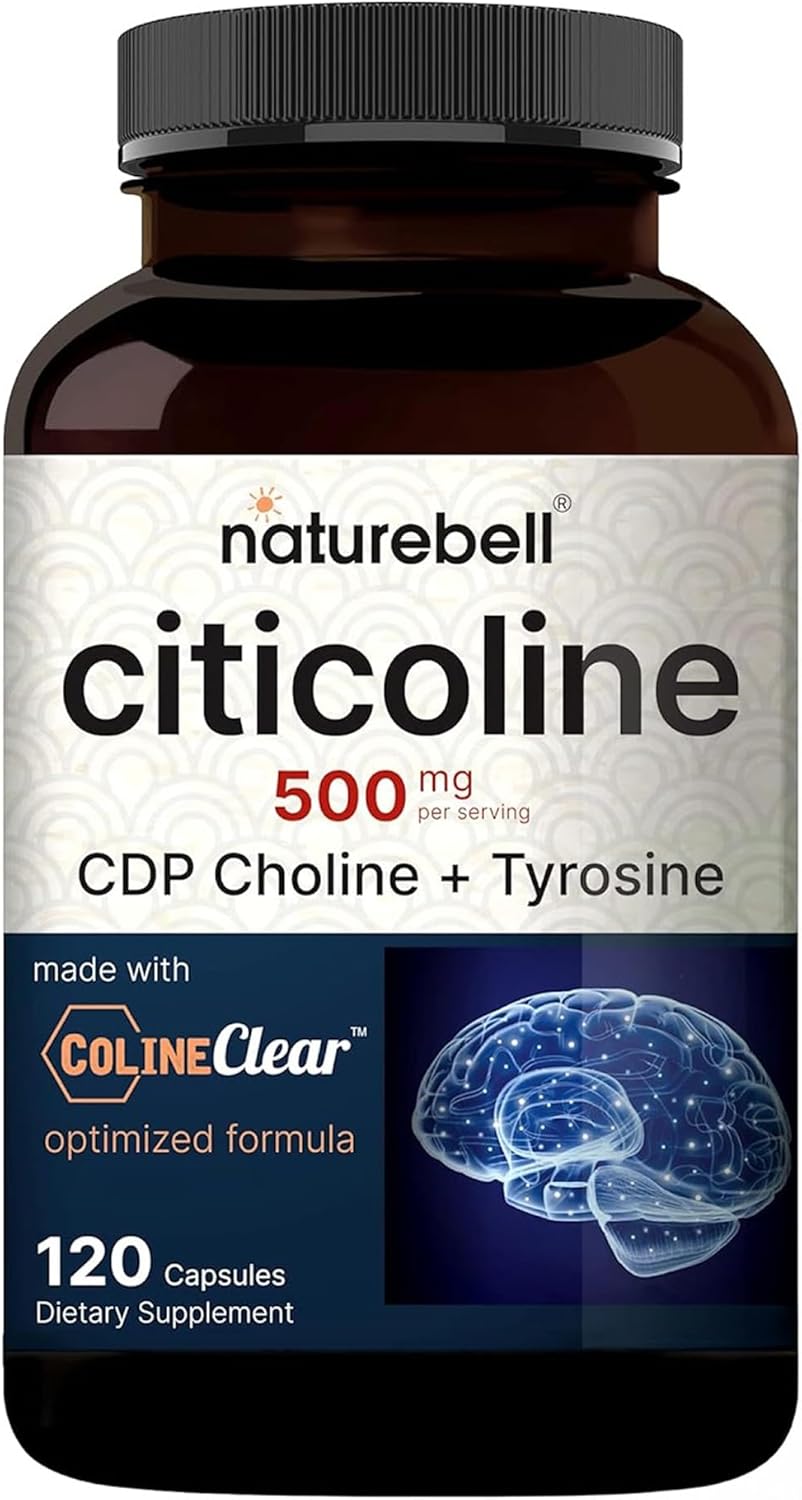 NatureBell Citicoline CDP Choline: 2-in-1 Brain Support Formula 50mg Per Serving, Optimized Dosage, 120 Capsules
