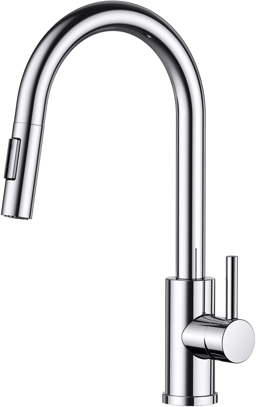 FORIOUS Kitchen Tap, Kitchen Sink Taps 360 Single Handle, Polished Chrome